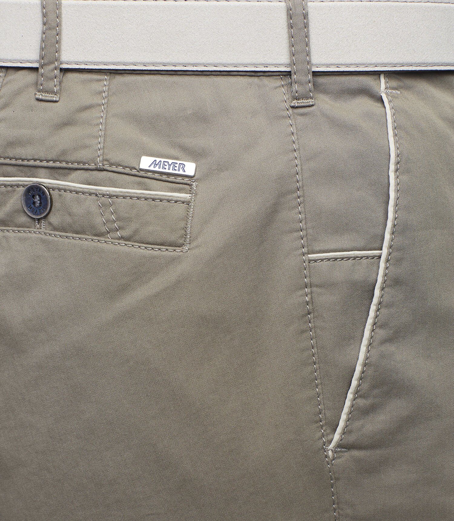 MEYER Regular-fit-Jeans Pima im taupe Modell YORK linken Cotton Chino Sicherheitstasche NEW Taschenbeutel mit