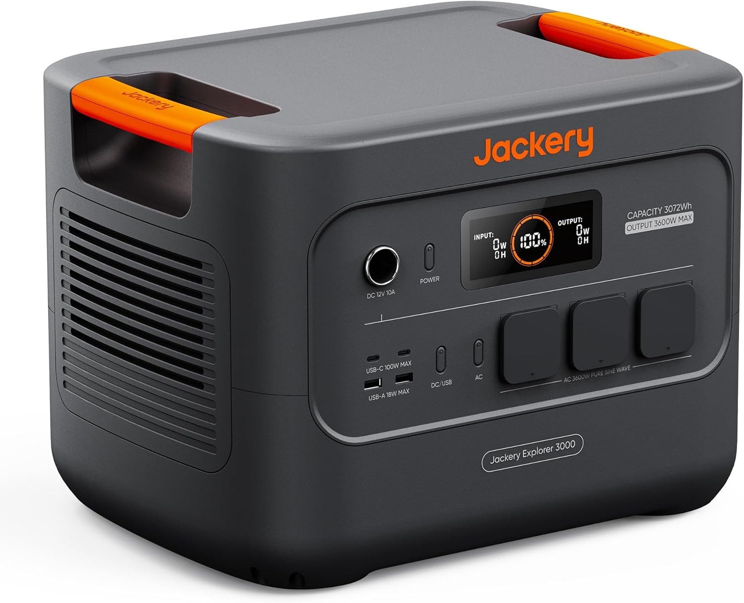 Jackery Stromerzeuger E3000 v2 Tragbare Powerstation, 3072Wh/3600W LiFePO4, 7,2 in kW, 1,8h Schnellladung,2 USB-C PD 100W,Solargenerator für Camping,Notfall