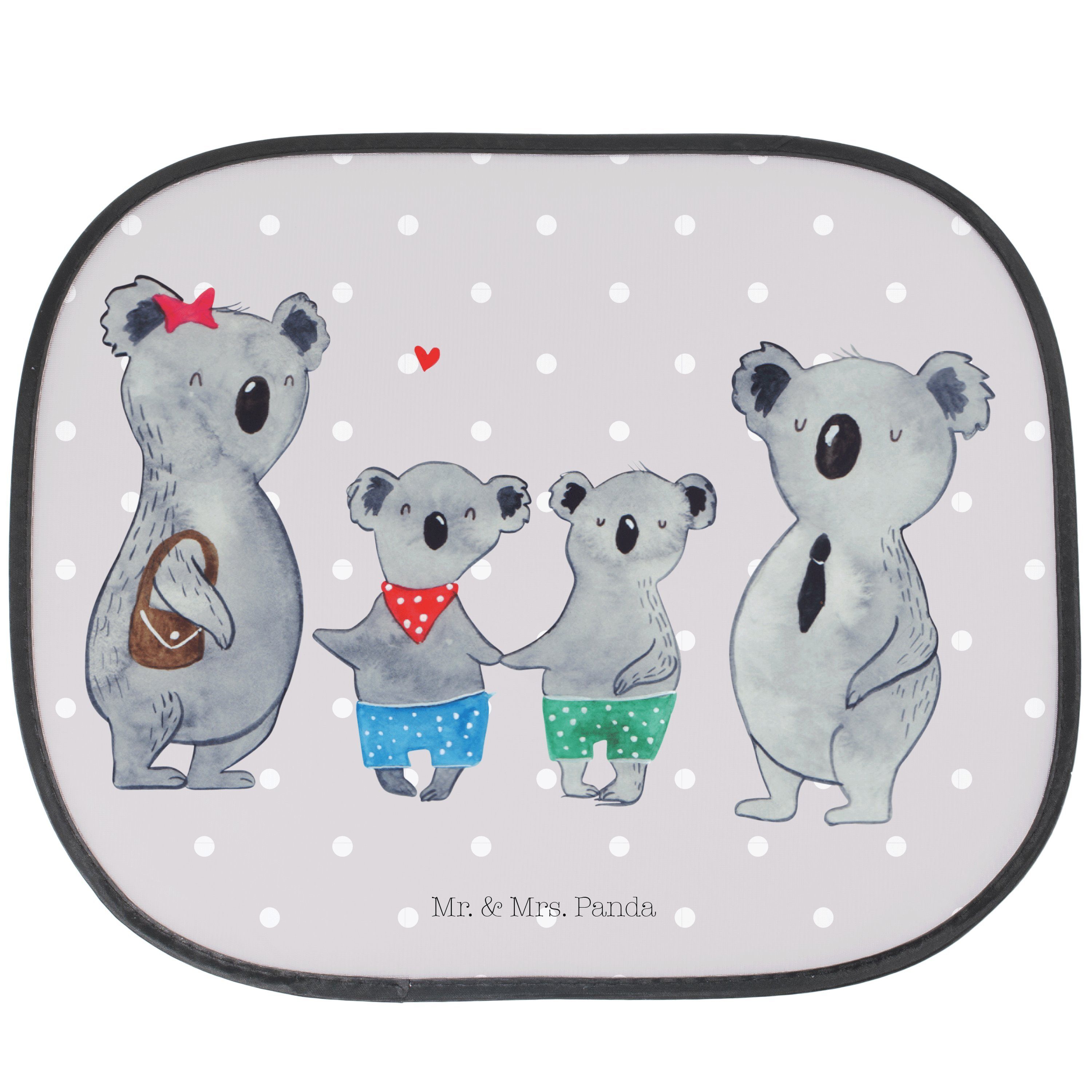 Sonnenschutz Koala Familie zwei - Grau Pastell - Geschenk, zusammen, Sonnenschutzf, Mr. & Mrs. Panda, Seidenmatt