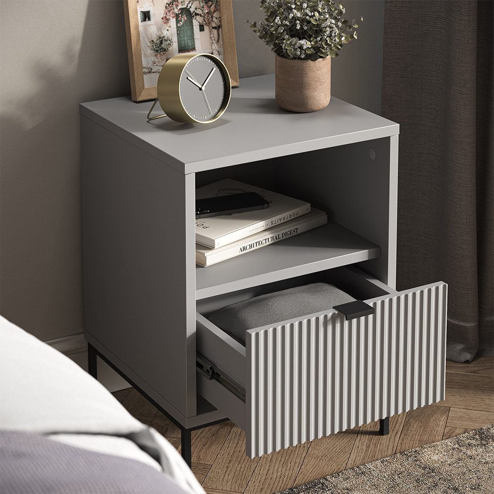 Vicco Nachtschrank Eliza, Grau, 2er Set (2-St)