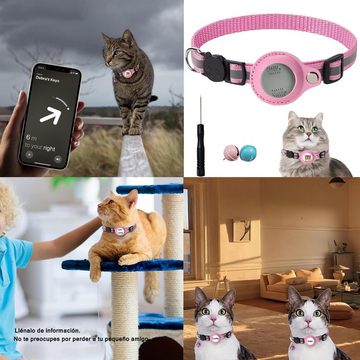 Avisto Katzen-Halsband AirTag Katzenhalsband Reflektierendes mit Glocke, Nylon, Verstellbar Tracking-Gerät Halsband für Katzen, 32CM