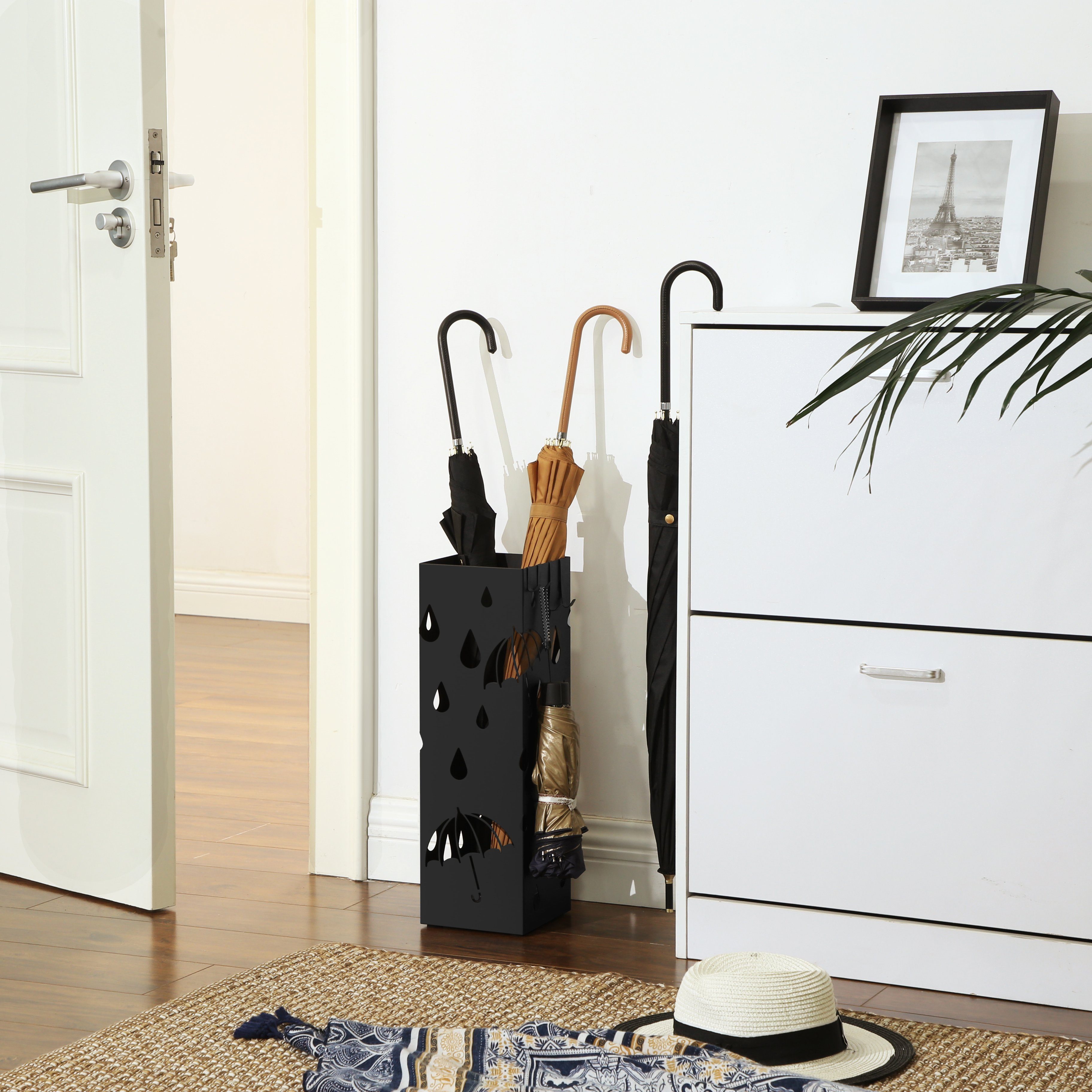 SONGMICS Schirmständer Wasserauffangschale herausnehmbar, mit Haken günstig online kaufen