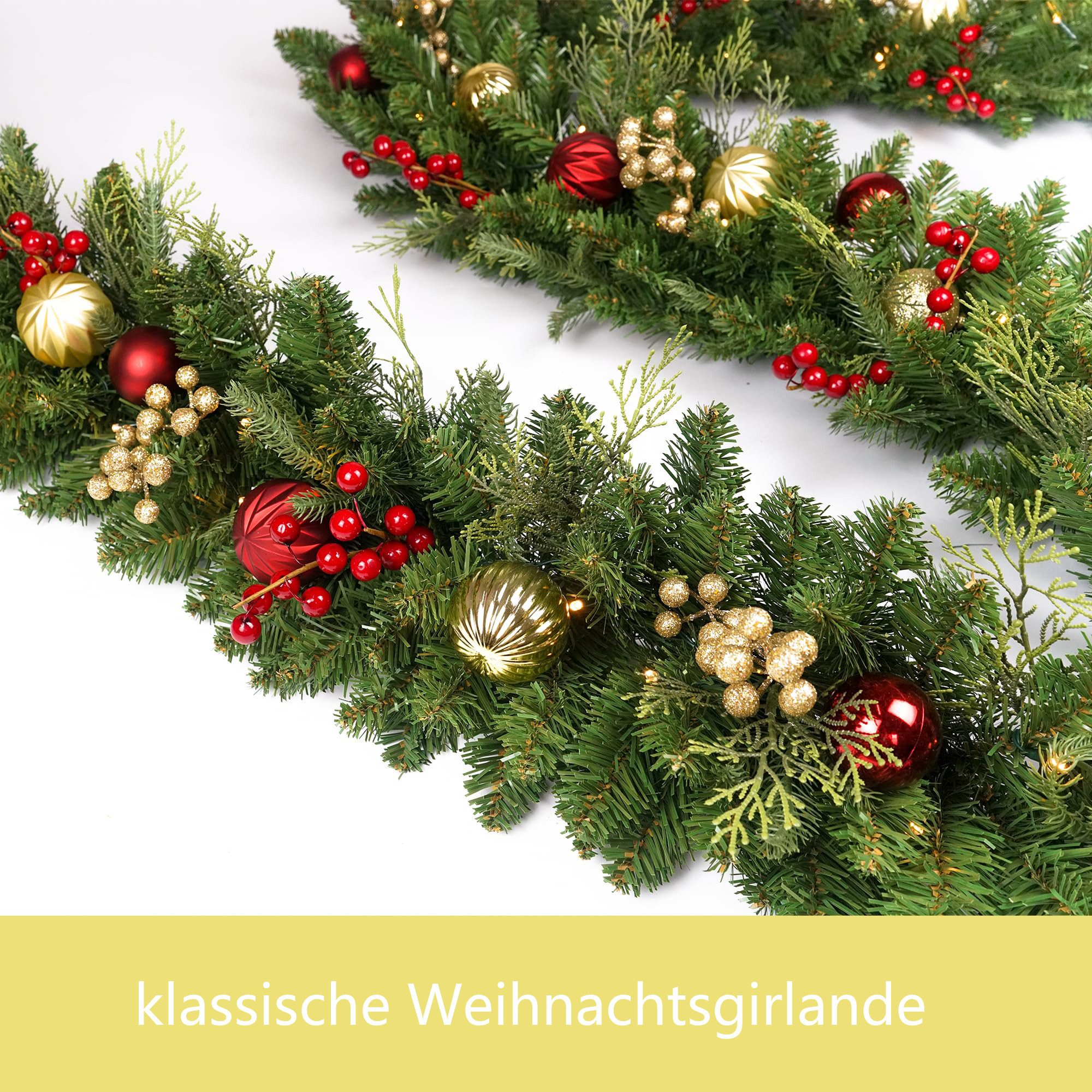 Kunstgirlande Weihnachtsgirlande Künstlicher weihnachtsgirlande geschmückt, Bomiclss, Weihnachtsdekoration, Weihnachten Deko Girlande, Innen- und Außendeko – Bild 4 von 5