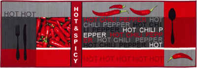 Küchenläufer »Hot Pepper«, Andiamo, rechteckig, Höhe 5 mm, Motiv Peperoni/Chili, mit Schriftzug, Küche