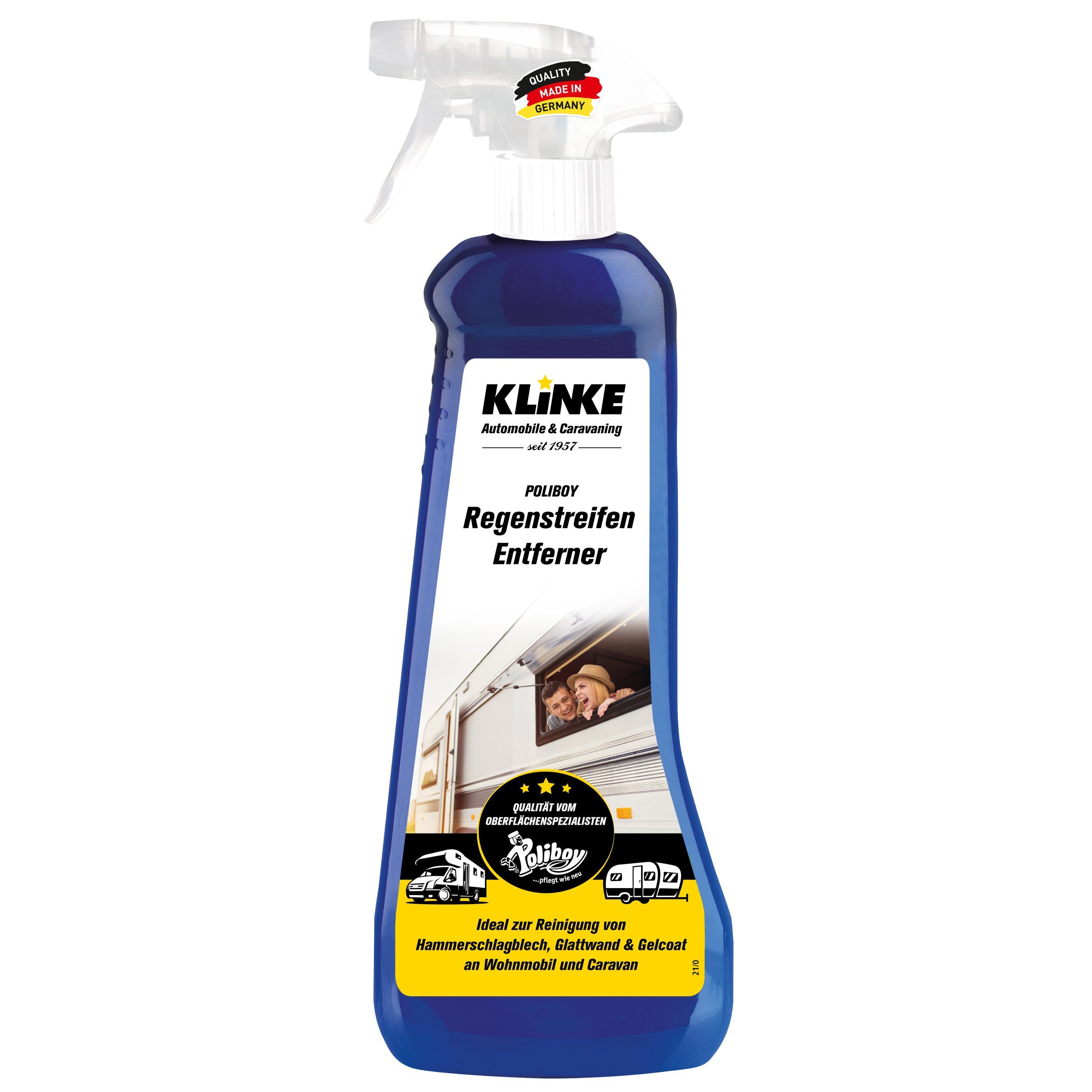 poliboy Klinke Regenstreifen Reiniger - 500 ml - Wohnmobil Pflegemittel Auto-Reinigungsmittel (beseitigt hartnäckige Verschmutzungen- Made in Germany) | Autopflege