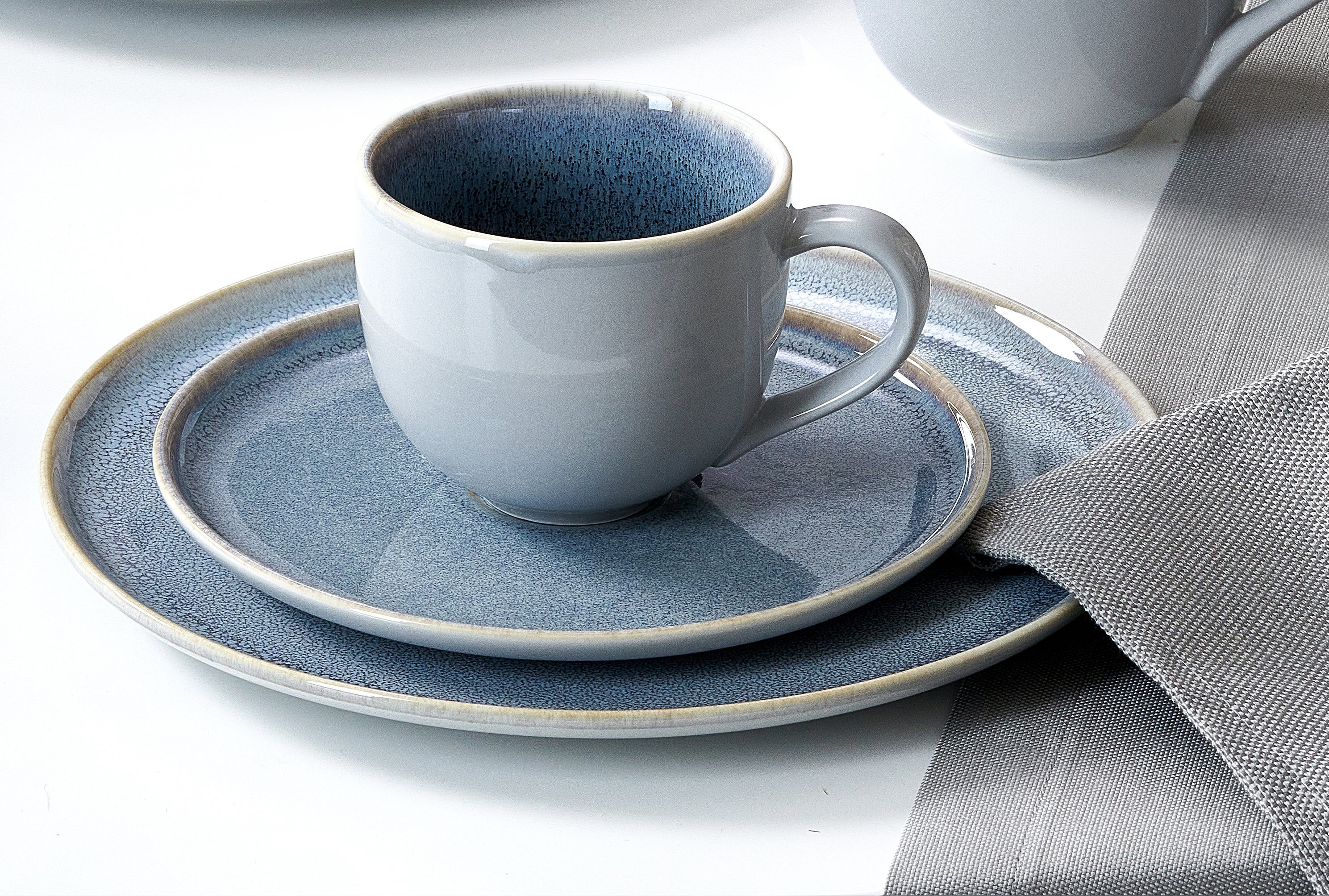 Ritzenhoff & Breker Kaffeeservice Geschirr-Set, Service Skagen Stone (12-tlg), 4 Personen, Porzellan, Reaktivglasur, 12 Teile, für 4 Personen