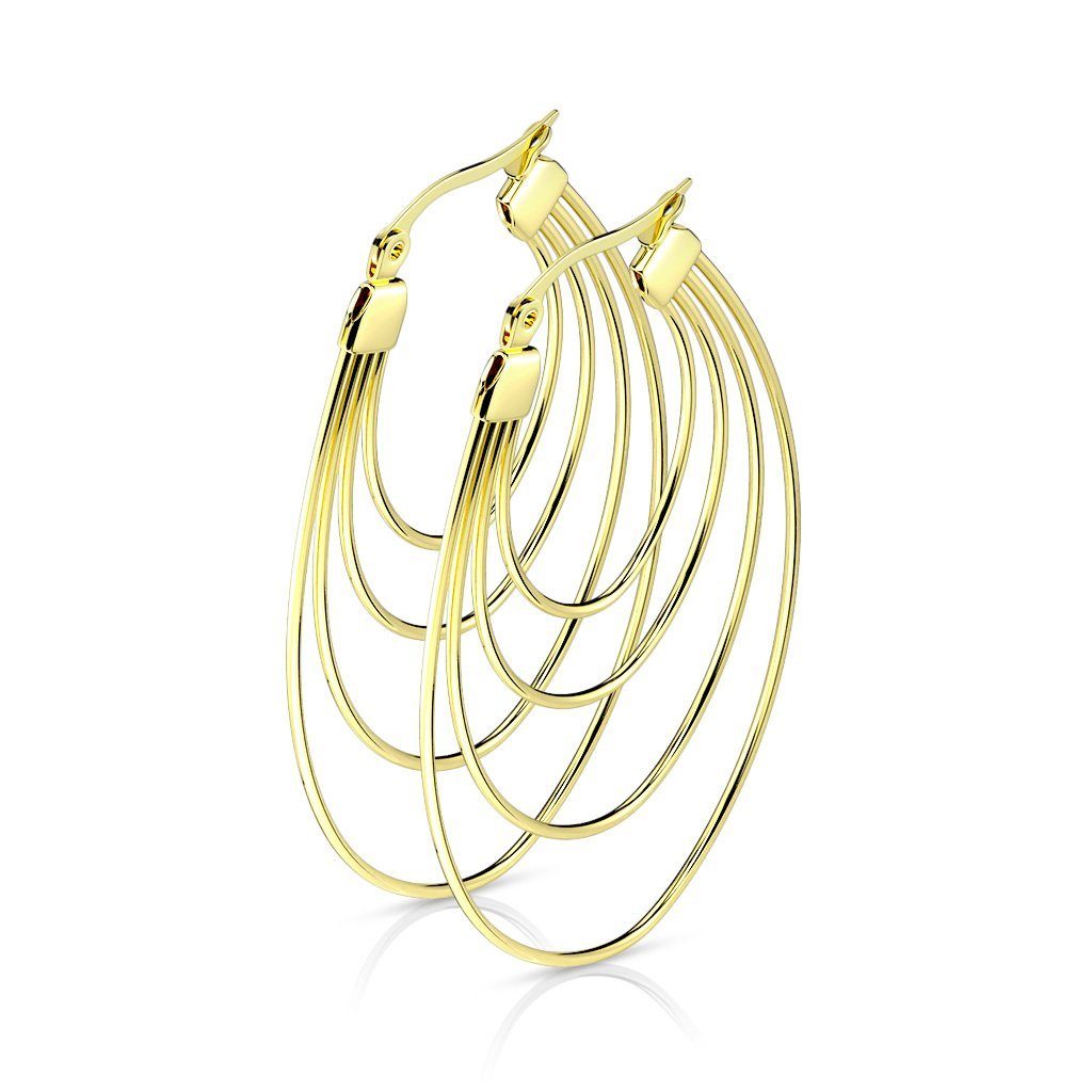 BUNGSA Creolen-Set Creolen Boho Style oval aus Edelstahl Damen silber (1 Paar (2 Stück), 2-tlg), Ohrschmuck Ohrringe