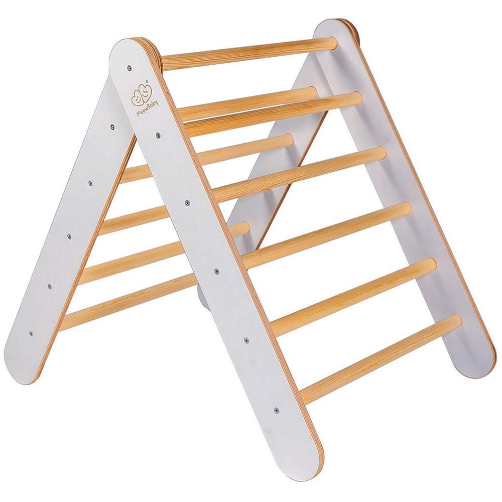 MeowBaby Klettergerüst Klettergerüst für Kinder - Kletterdreieck Scandi Grau Holz Indoor, (1-St), Dreieckige Leiter 70x80x62 cm, Montessori Möbel Spielzeug. € 110,99