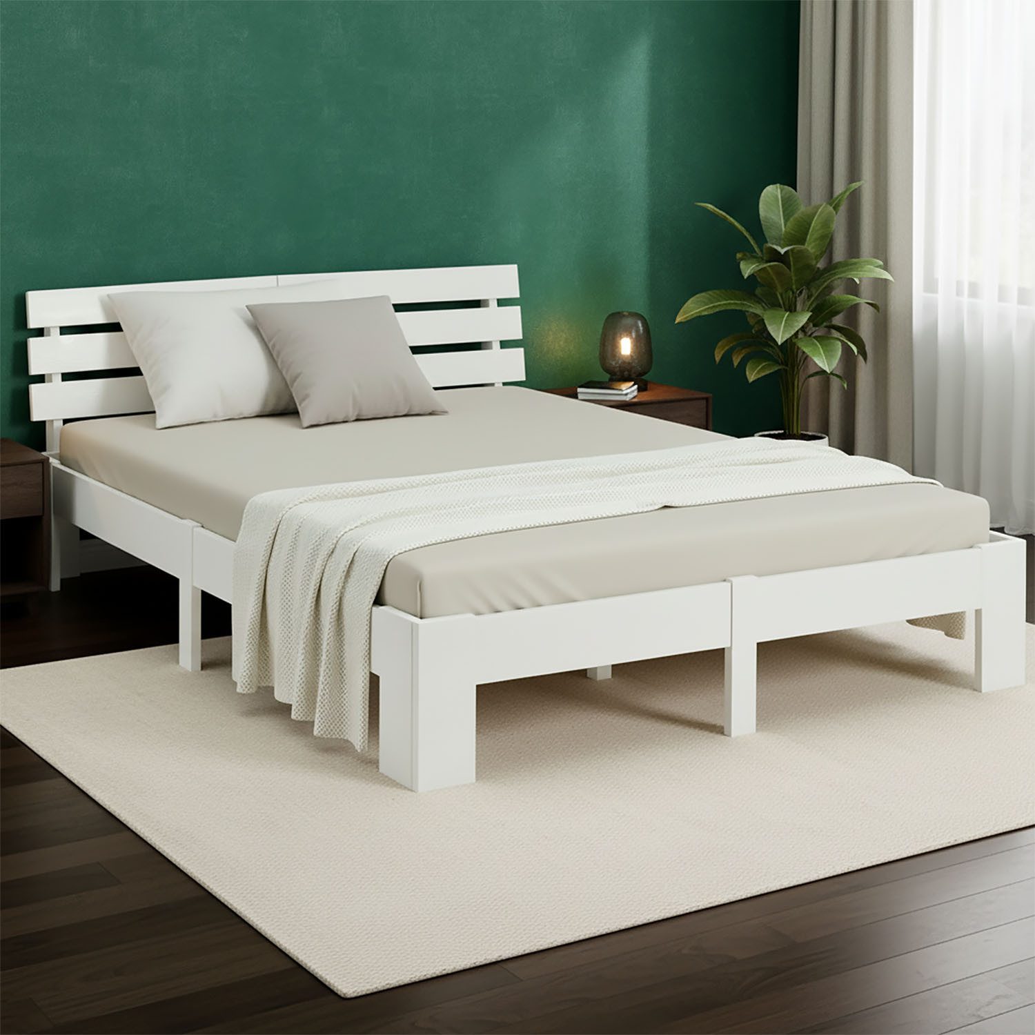 Homestyle4u Massivholzbett 90x200 120x200 140x200 160x200 180x200 mit Lattenrost Doppelbett (Set, mit Lattenrost, Weiß), 180x200, modern, stabil