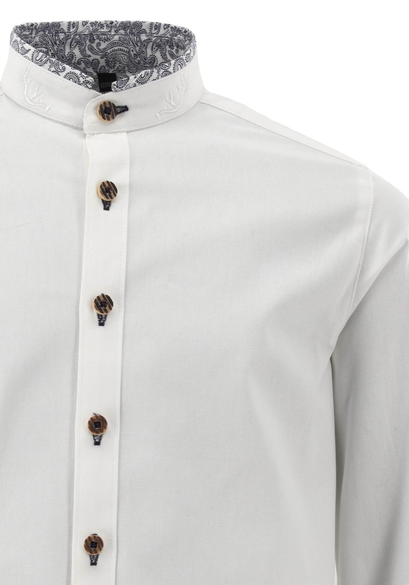 OS Trachten Trachtenhemd Zinavi gerader Schnitt, Stehkragen