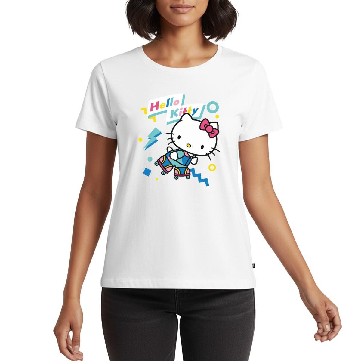 T-Shirt Hello Kitty 90er Stil Mit Rollschuhen Frauen Premium T-Shirt