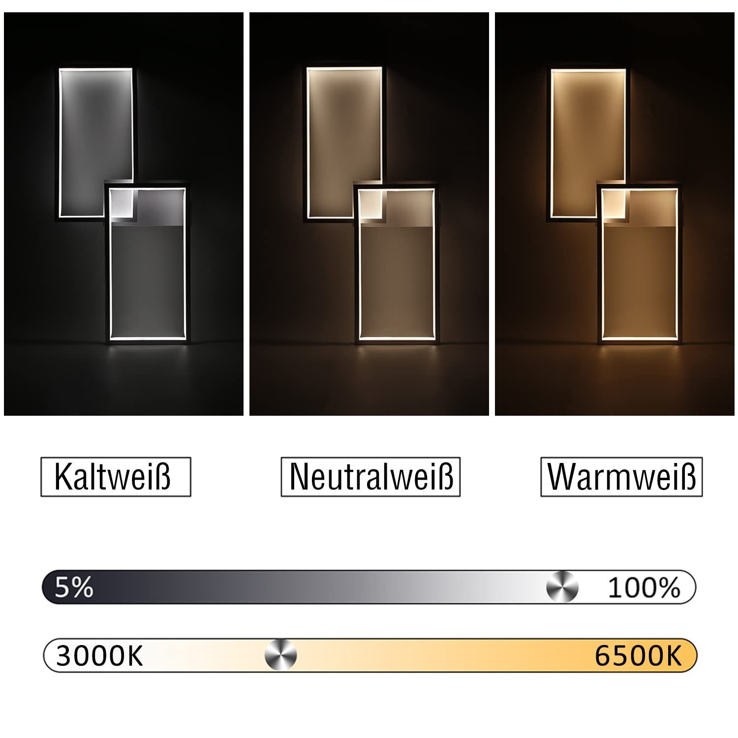 ZMH LED Deckenleuchte Wohnzimmer Modern Deckenlampe Dimmbar mit Fernbedienung Büro, Augenschutz, Einfache Installtion, LED fest integriert, 3000-6500K