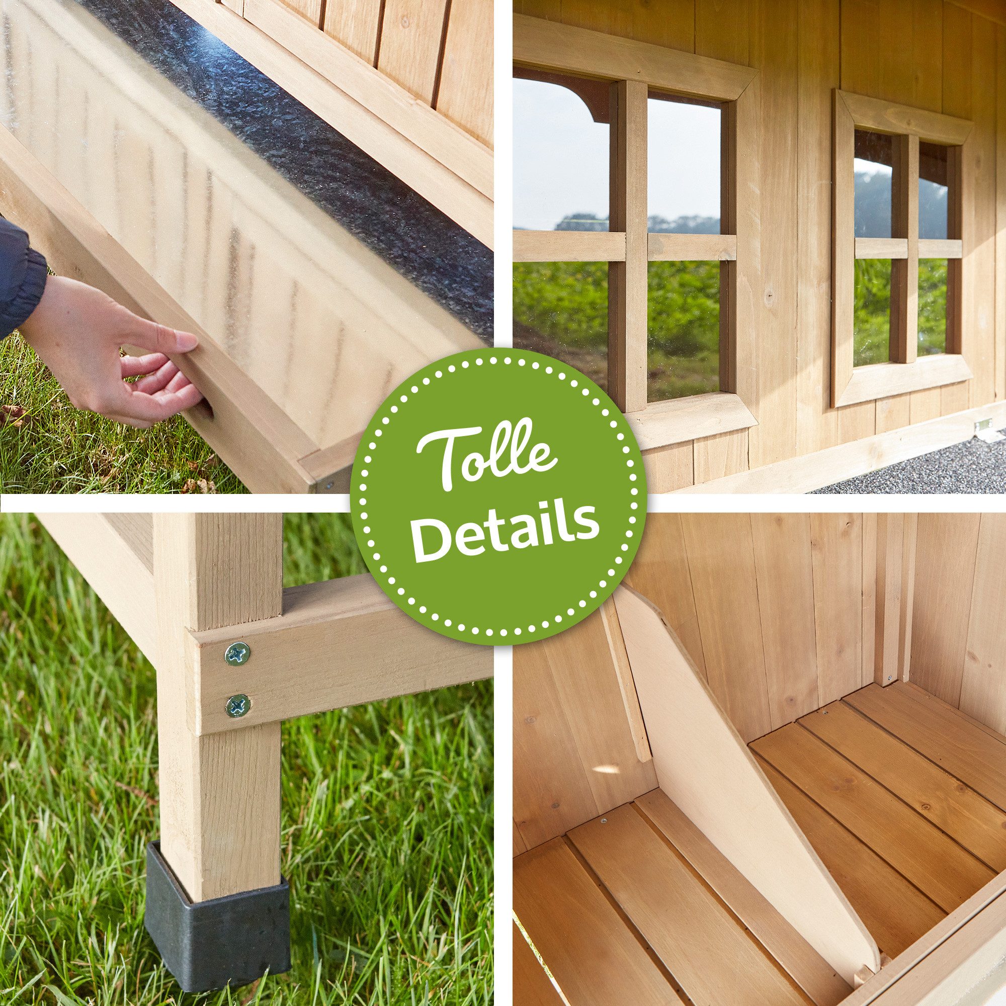 Zooprinz Hühnerstall Berghof mit breitem Nistkasten Klappdach, 110x130x110 cm (BxHxT), Falltür, Massivholz