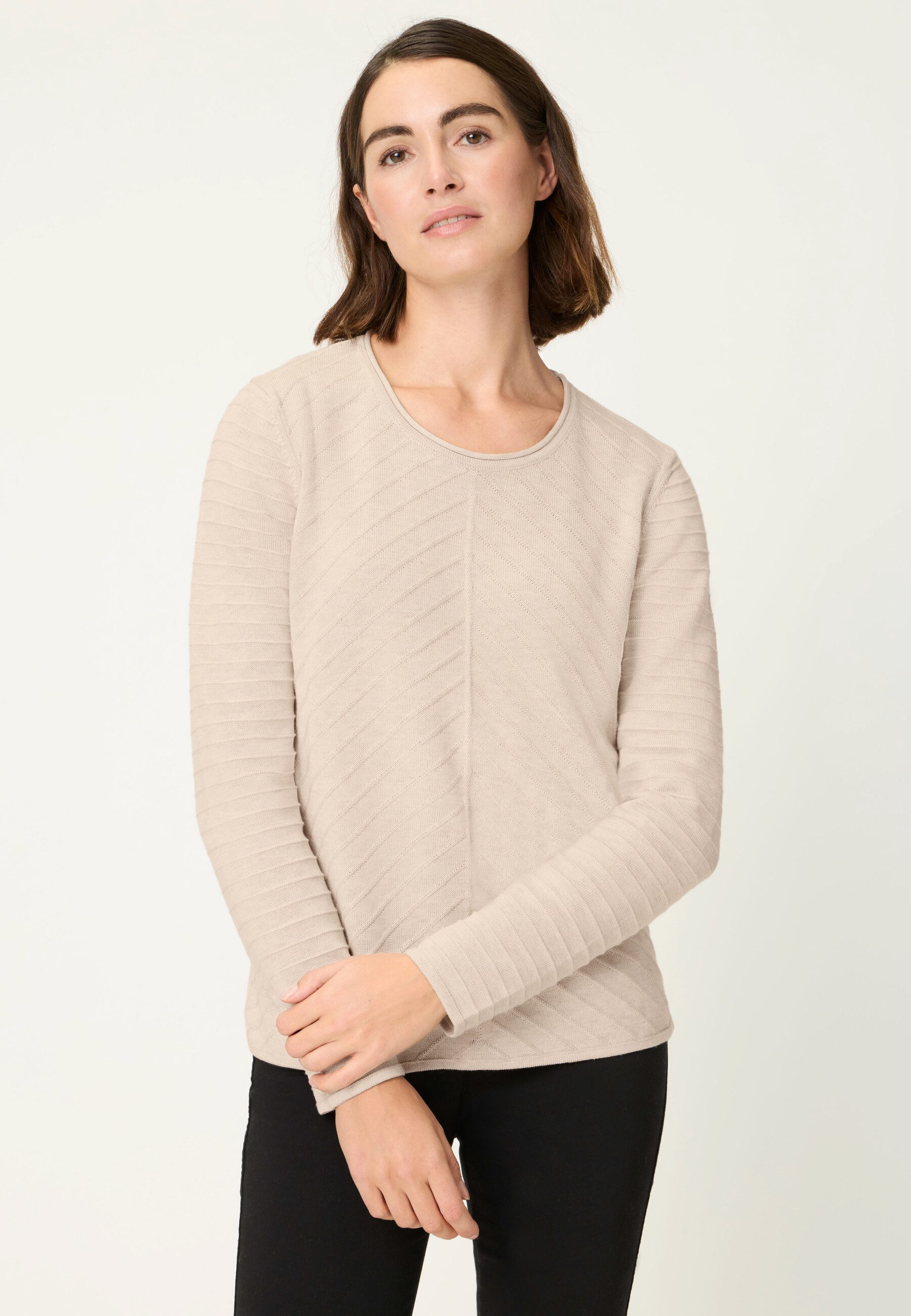 Olsen Strickpullover mit Rundhalsausschnitt und Streifenmuster