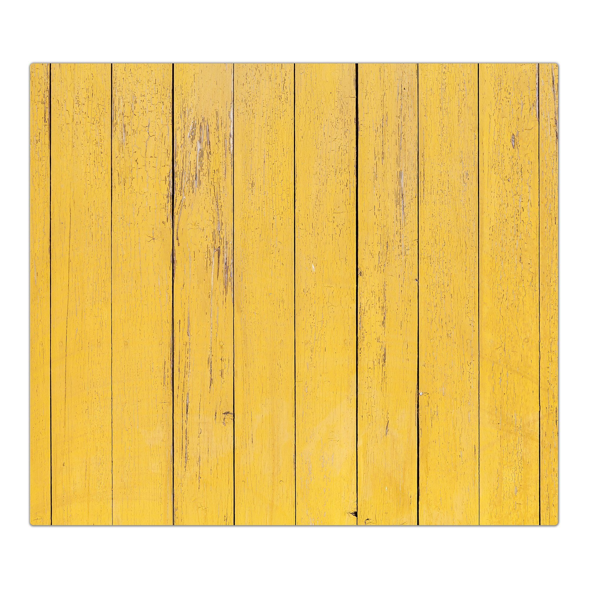 Primedeco Herd-Abdeckplatte Herdabdeckplatte Spritzschutz Holzwand, tlg) aus (1 Gelbe Glas, Glas Alte