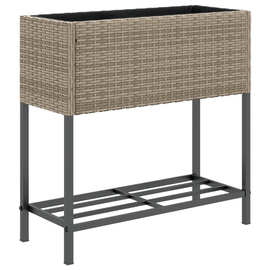 vidaXL Blumentopf Pflanzkübel mit Ablage Grau Poly Rattan (1 St)