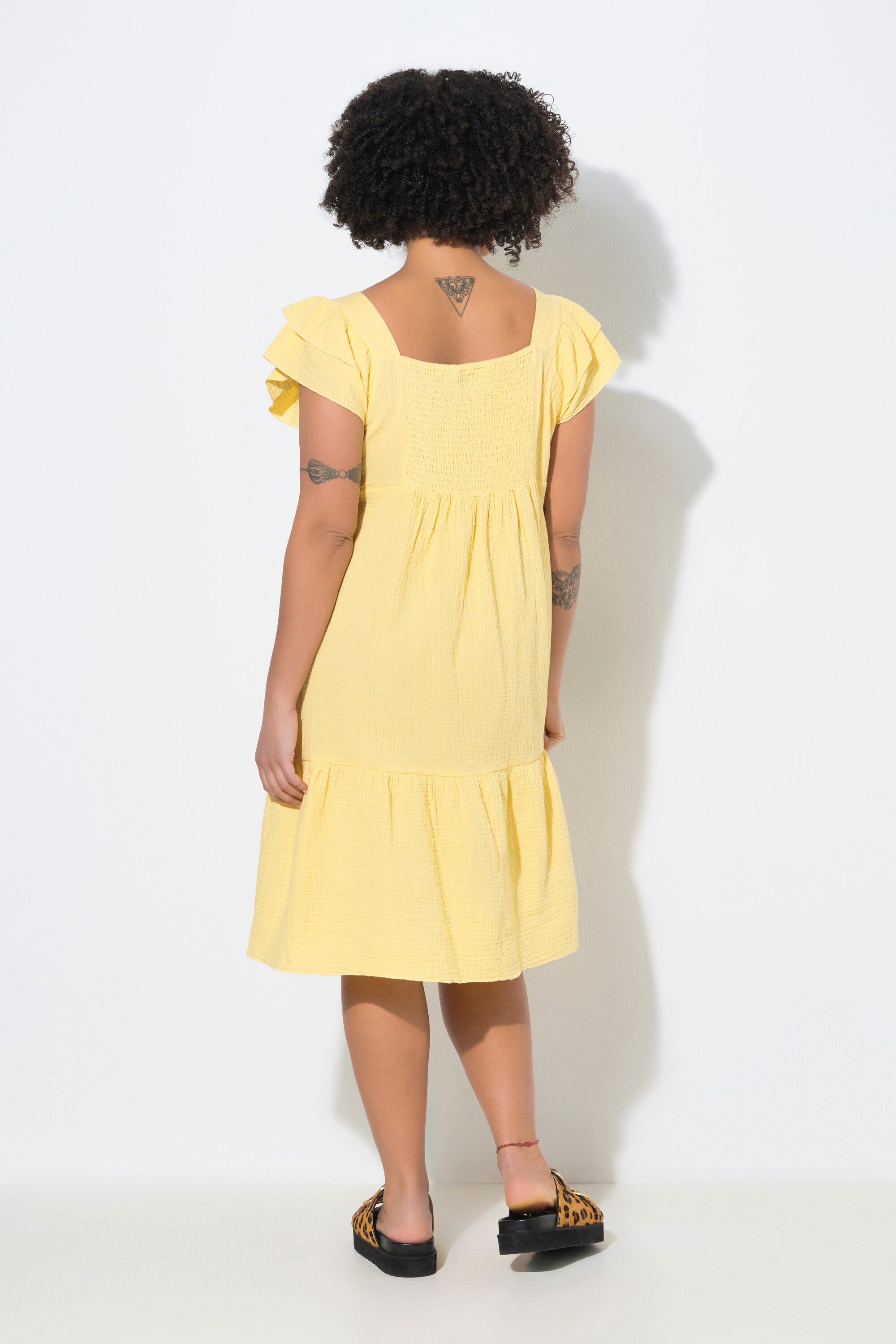 Angel of Style Jerseykleid Musselinkleid Carree-Ausschnitt Volants