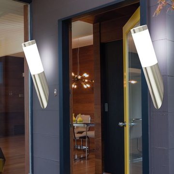 etc-shop Außen-Wandleuchte, Leuchtmittel nicht inklusive, Elegante Wand Leuchte Grundstück Außen Lampe Edelstahl Beleuchtung