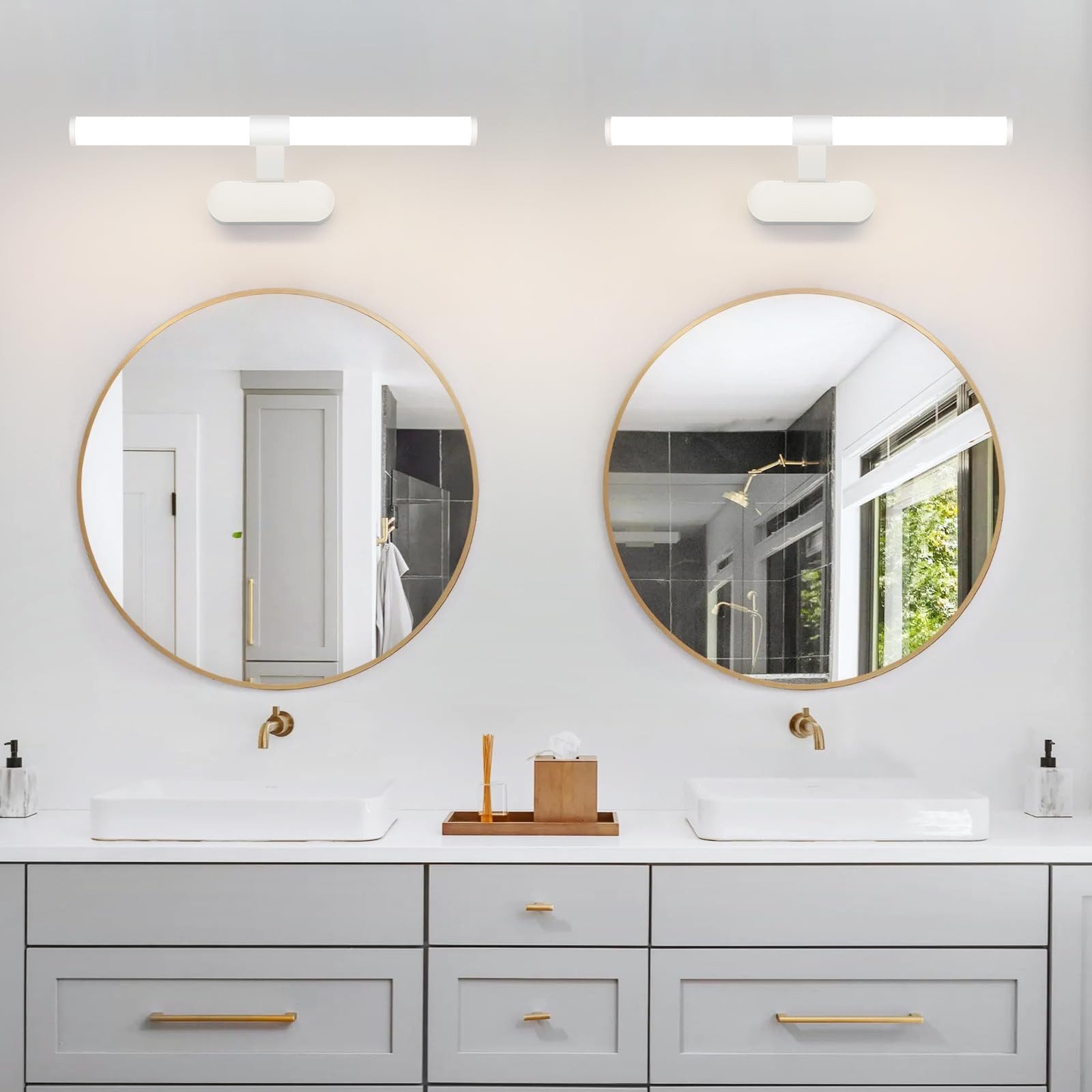 Nettlife LED Spiegelleuchte Zimmer 4000K Spiegellampe Schwarz/Weiß, LED fest integriert, Neutralweiß, Geeignet für – Bild 4 von 5