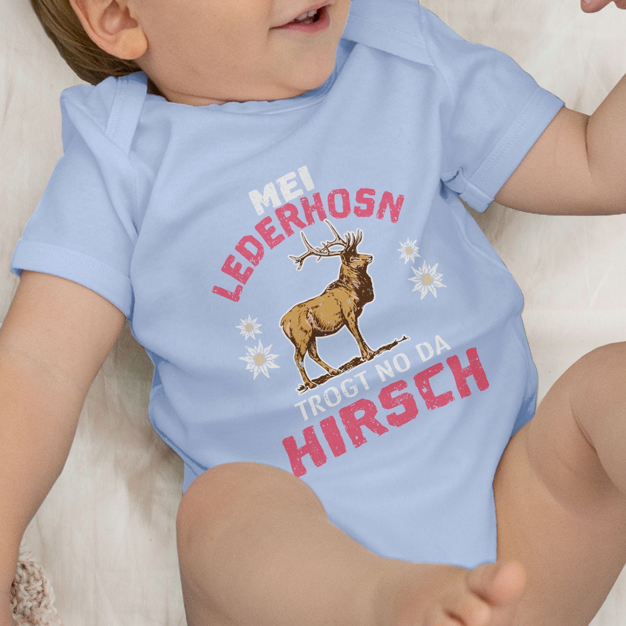 für Lederhosn Babyblau - Mei Hirsch da Outfit Shirtracer Baby Oktoberfest weiß/rot no trogt 3 Shirtbody Mode