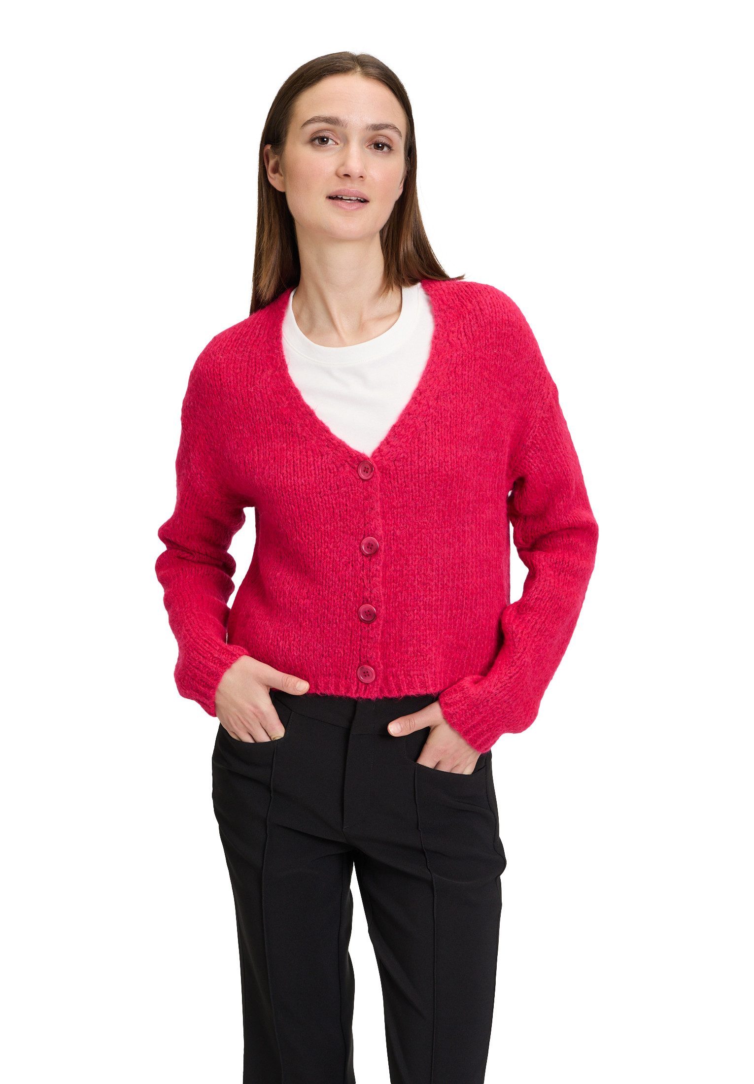 Strickjacke Cartoon Damen Strick-Cardigan mit V-Ausschnitt