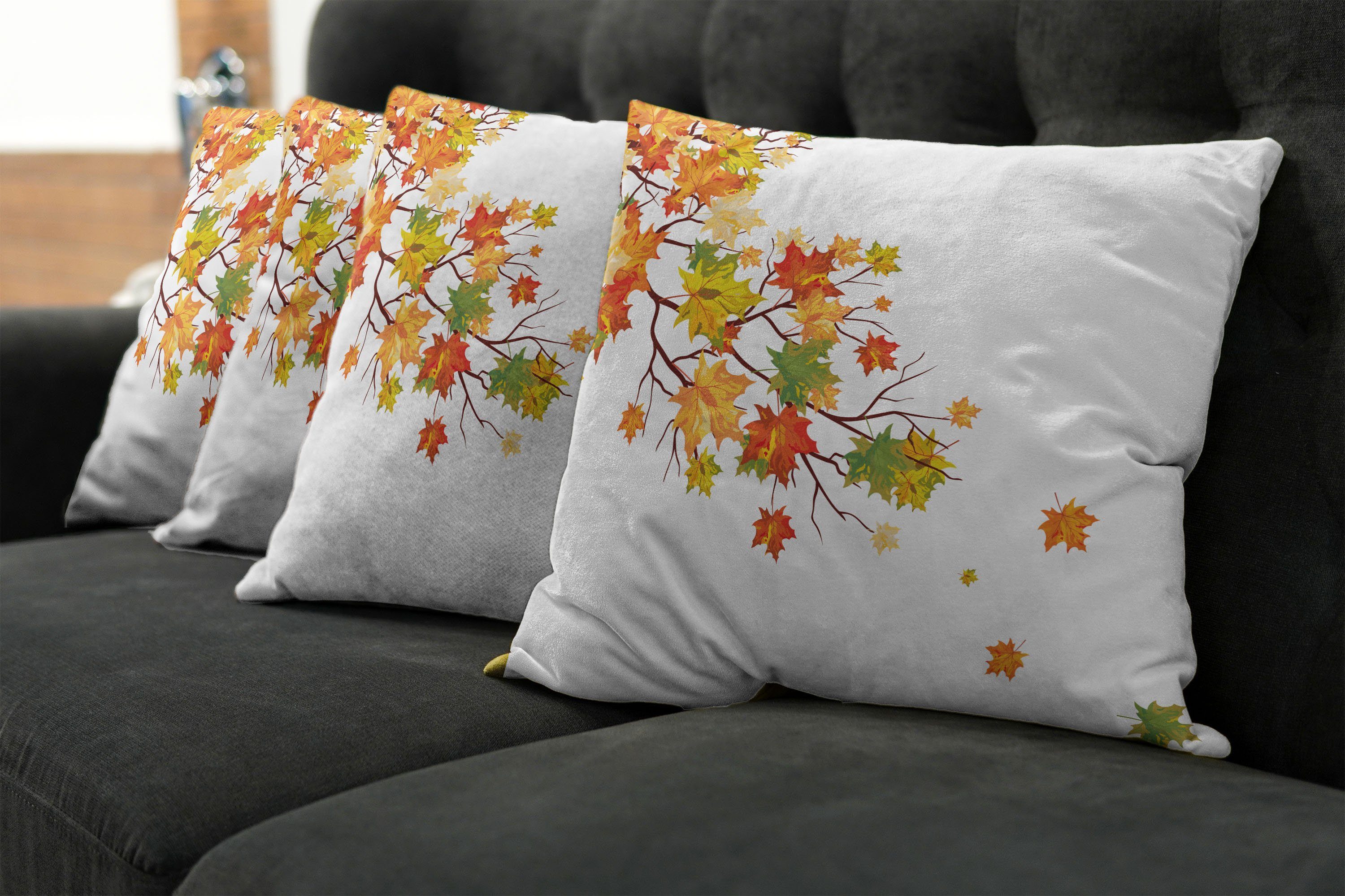 Kissenbezüge Modern Accent Herbst-Laub Maple Leaf (4 Abakuhaus Fallen Digitaldruck, Stück), Doppelseitiger