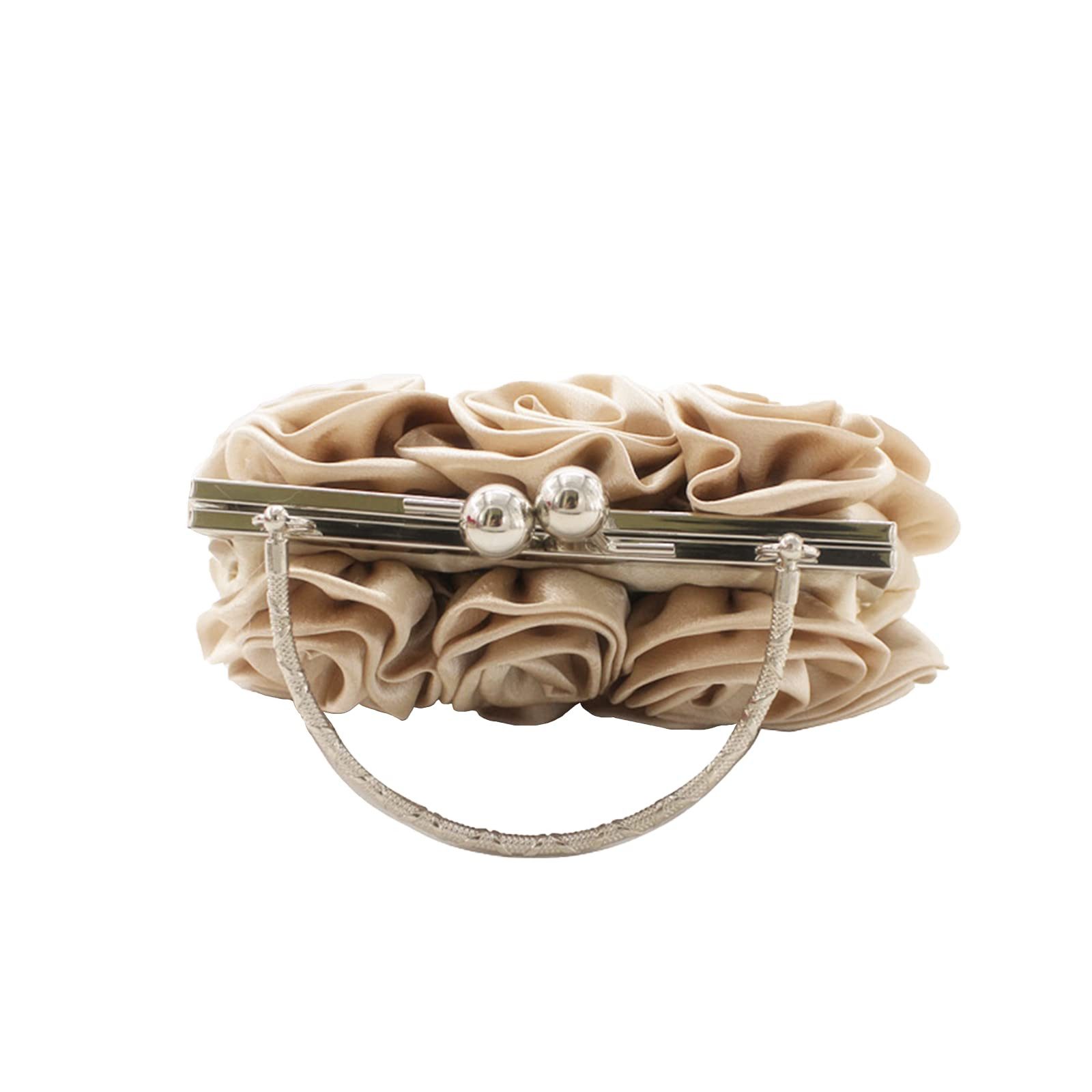 Zaewry Abendtasche Damen Abend-Clutch mit Blumenmuster aus Satin, Handtasche, mit abnehmbarem Schulterriemen für Hochzeit, Party und Abiball – Bild 5 von 5