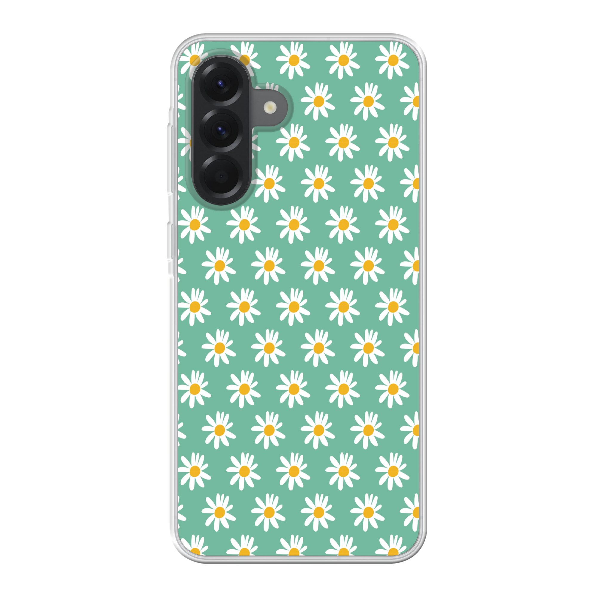 MuchoWow Handyhülle für Samsung Galaxy A56 Gänseblümchen - Muster - Grün - Blumen, Phone Case, Silikon, Schutzhülle Dünn