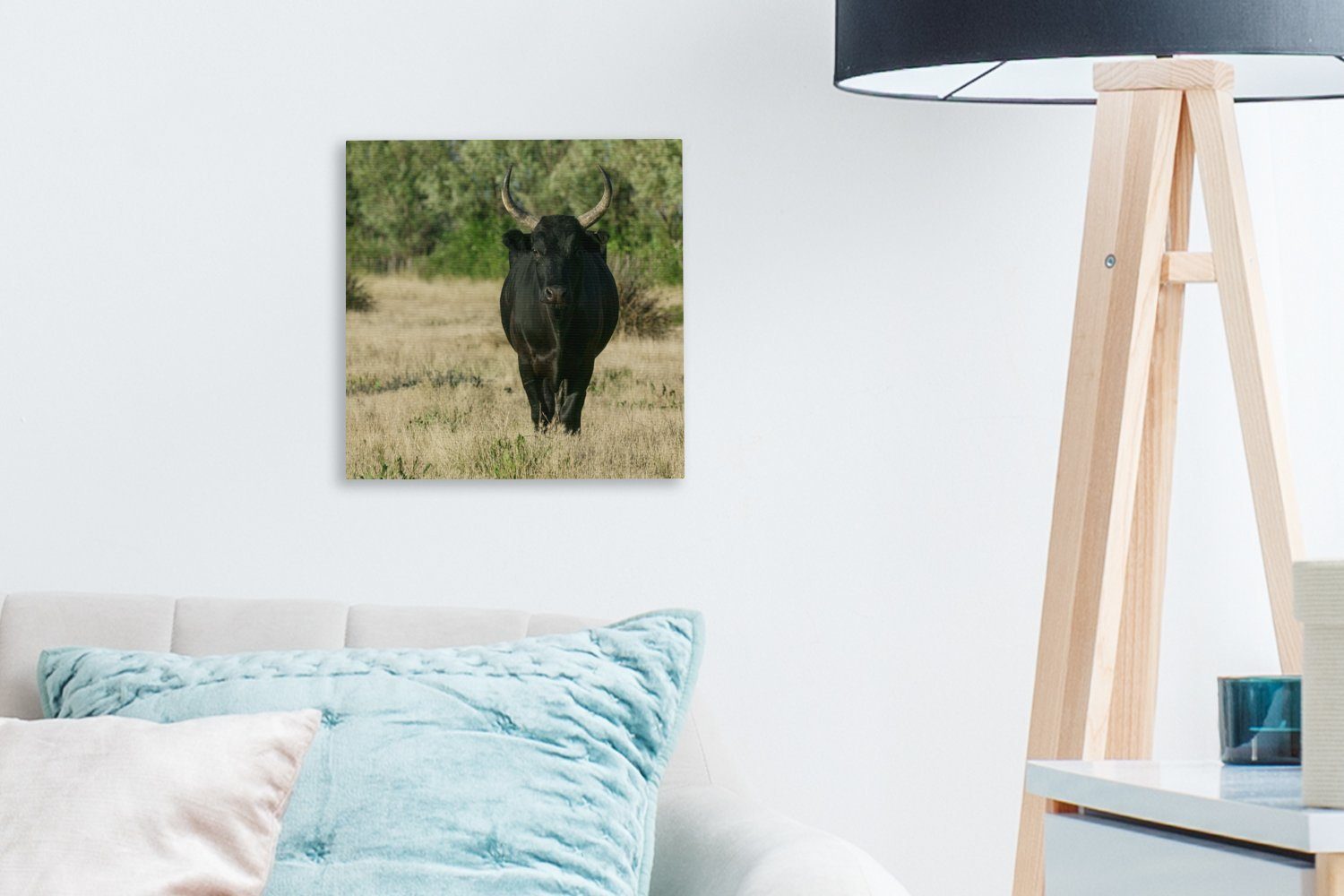 OneMillionCanvasses® Leinwandbild Ein schwarzer Bulle Wildbahn, Schlafzimmer Bilder für freier (1 Leinwand St), in Wohnzimmer