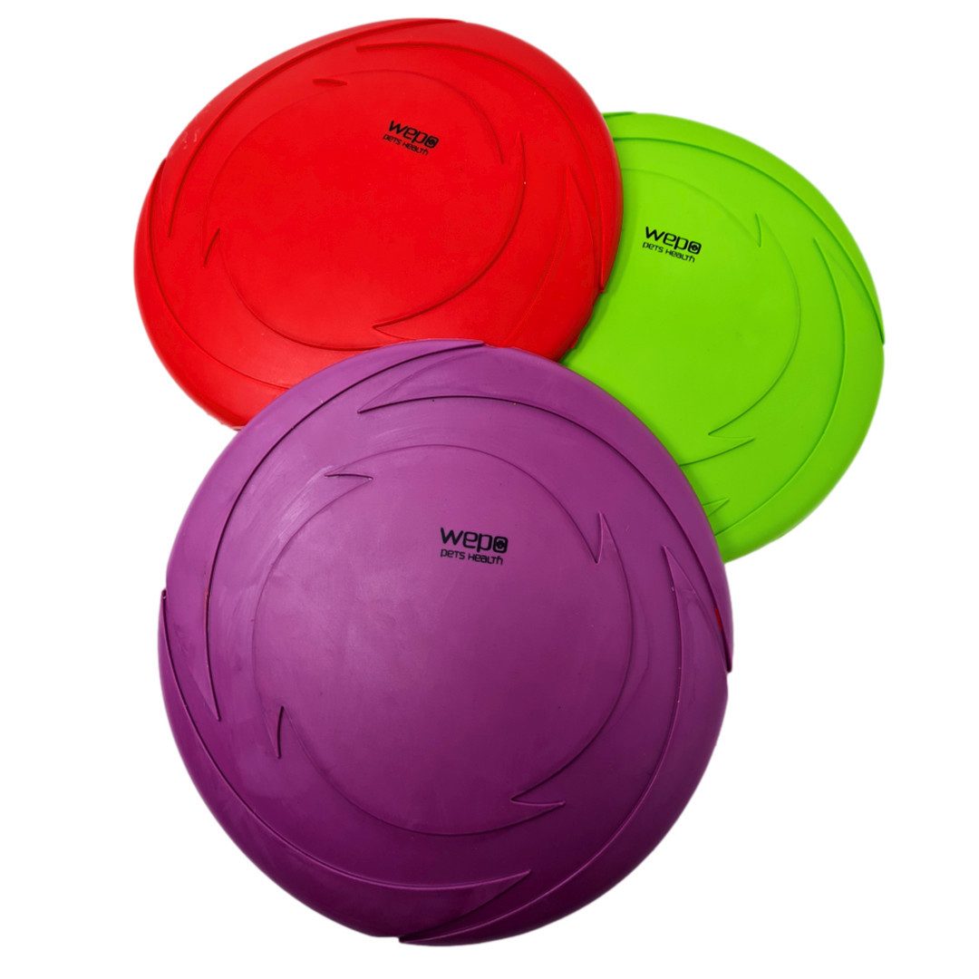 WEPO Outdoor-Spielzeug Frisbee - Wurfscheibe - Hundespielzeug - Werfen, Spielen & Trainieren, Naturkautschuk, Set (3-tlg) Ø 18cm