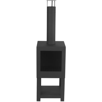 esschert design Feuerstelle Terrassenofen mit Holzlager Schwarz FF410