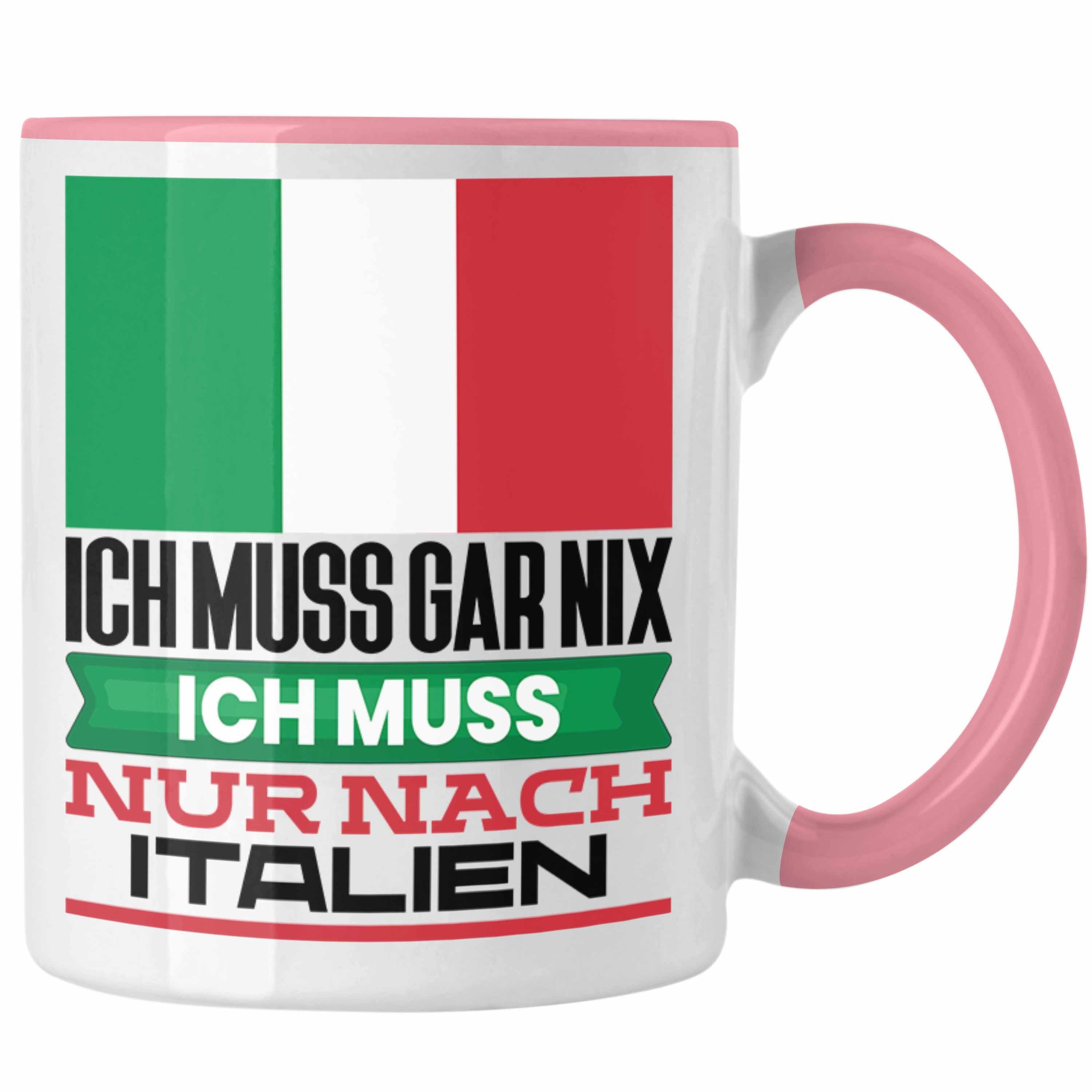 Trendation Tasse Italien Tasse Geschenk für Italiener Geburtstag Urlaub Geschenkidee Ic Rosa