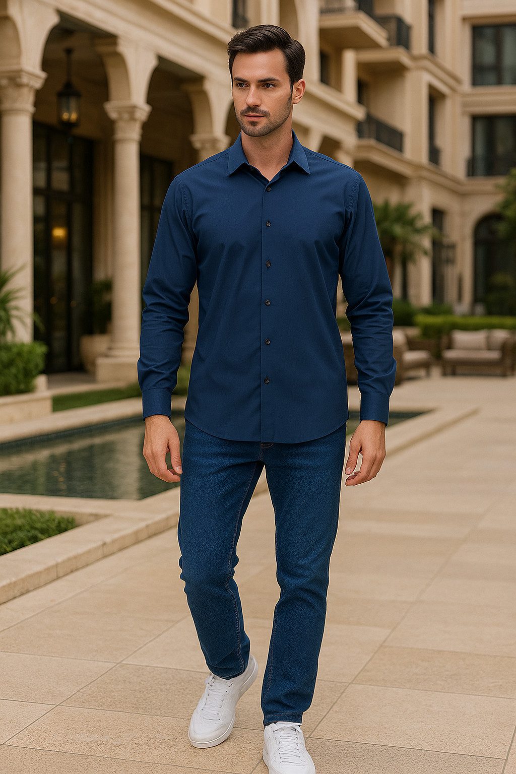 JEEL Langarmhemd Herren Hemd Langarm (1-tlg) Slim Fit – Bild 2 von 5