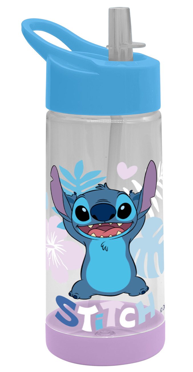 Geda Labels GmbH Trinkflasche Stitch Simply, Blau, 500ml, ausklappbarer Trinkhalm