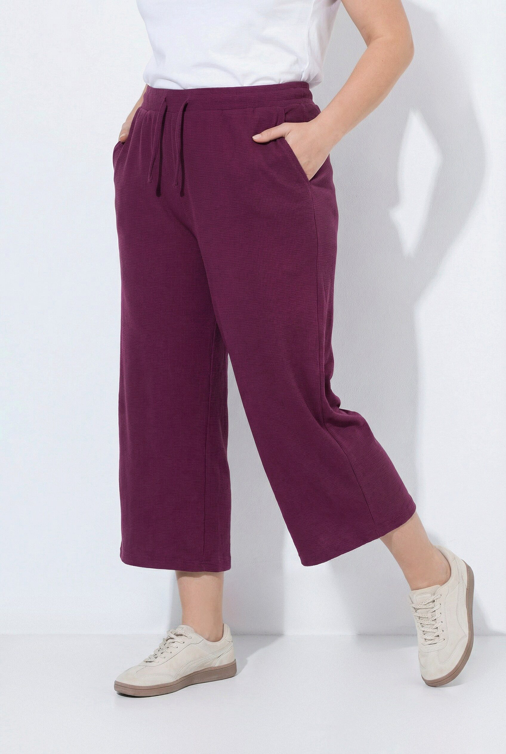 Ulla Popken Culotte Sweat-Culotte Waffelstruktur weites Bein