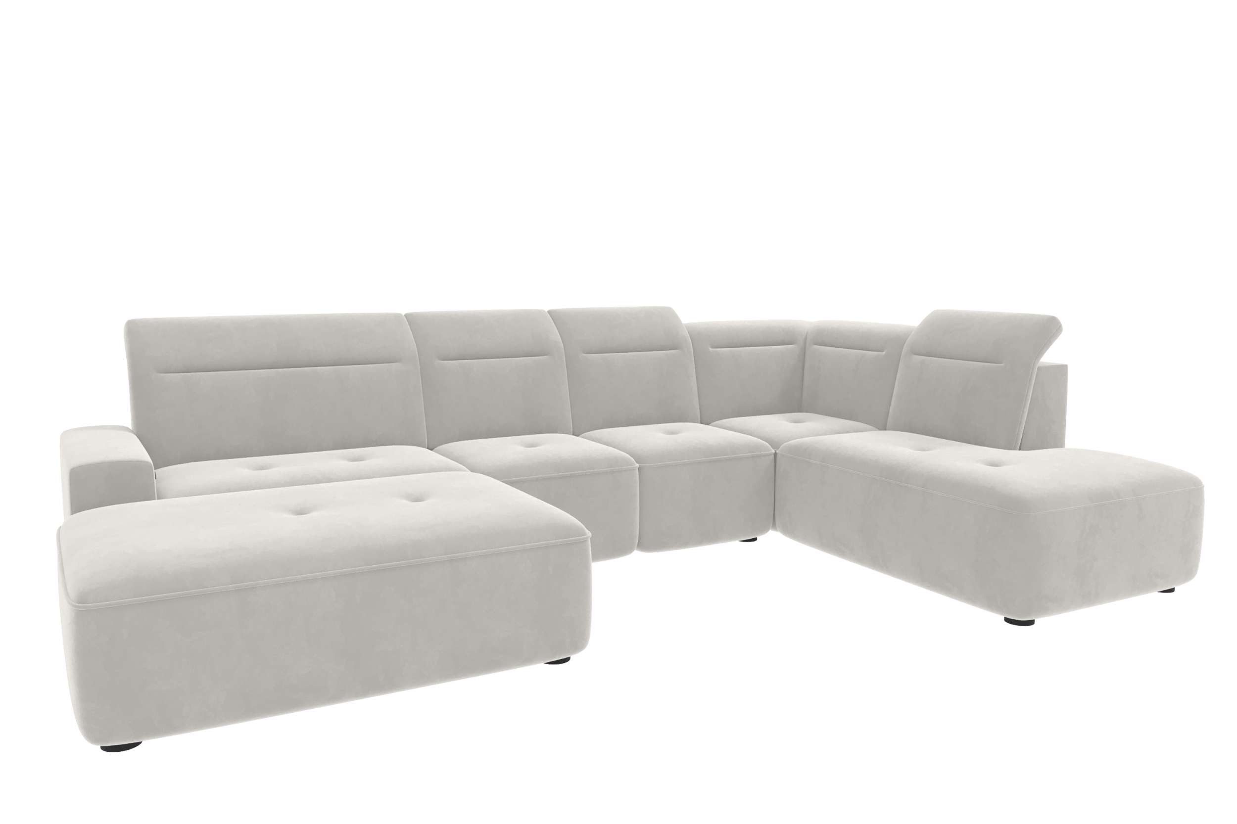 99rooms Wohnlandschaft Elvaro, Sofa, U-Form, Bezug aus Velours PALLADIUM, mit elektrischer Sitztiefenverstellung
