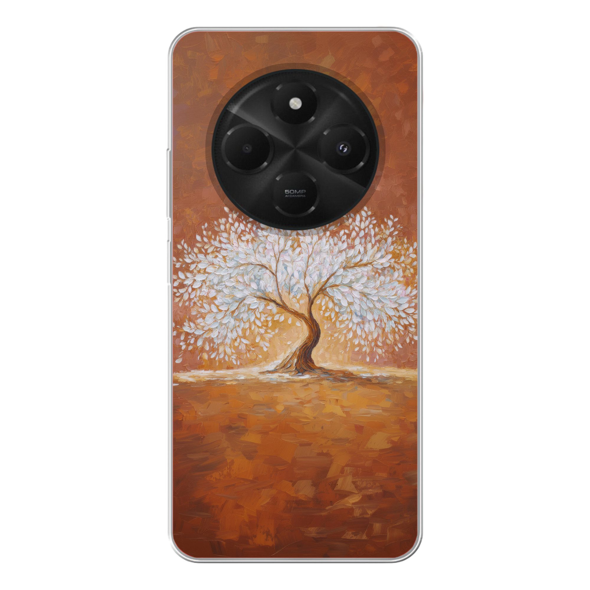 Handyhülle für Xiaomi Poco C75 Abstrakt - Baum - Weiß - Blätter