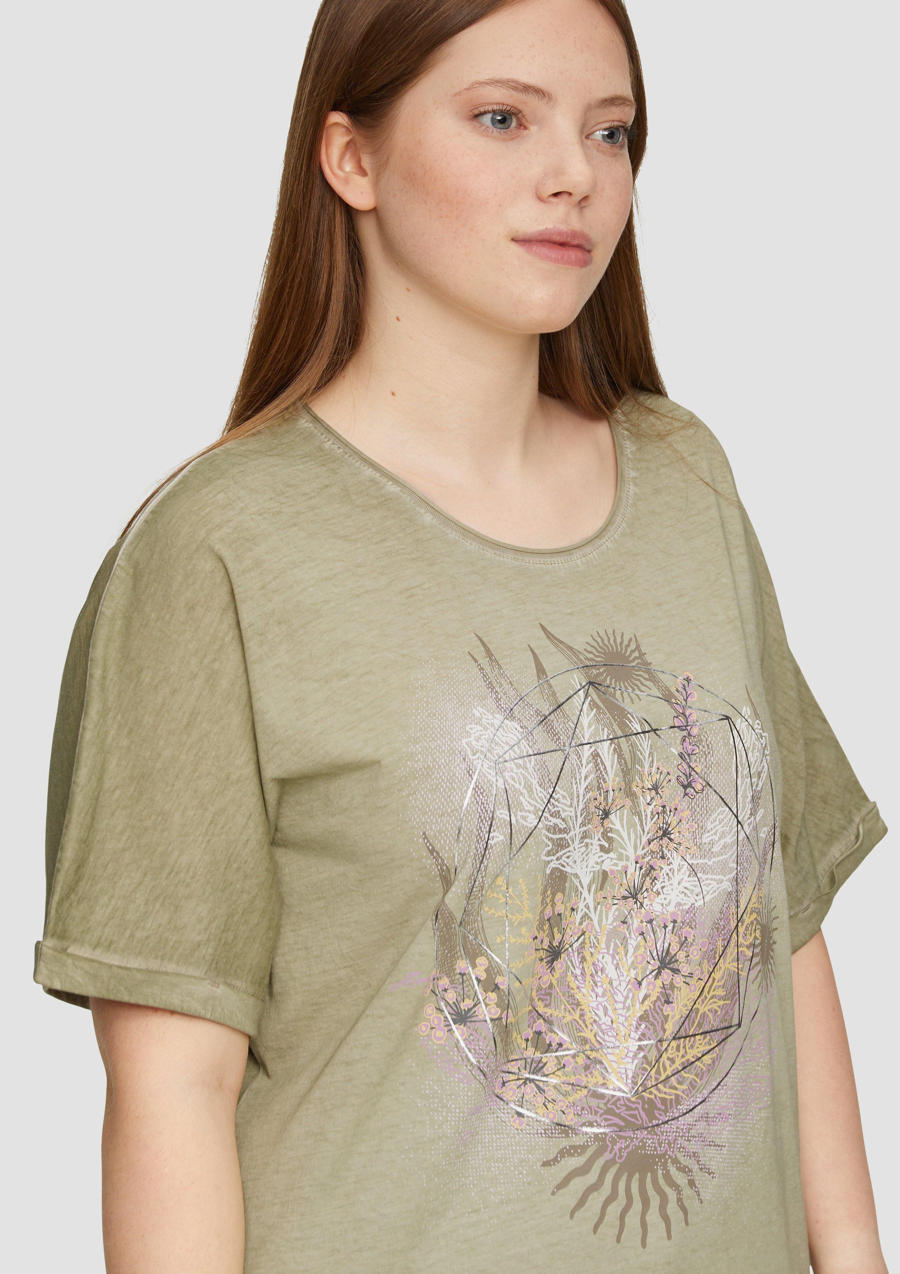 QS Kurzarmshirt Oversize-Shirt mit Rundhalsausschnitt und günstig online kaufen