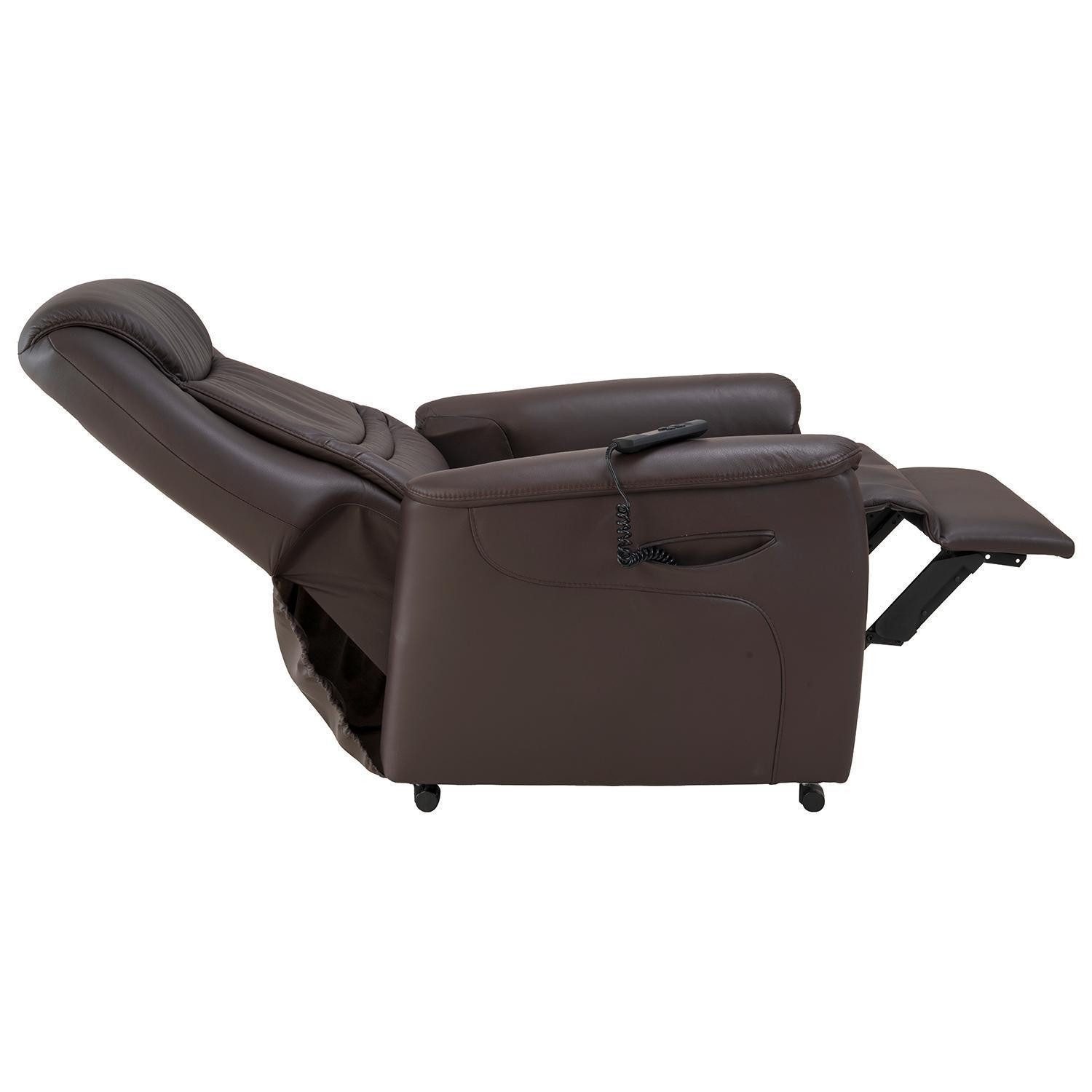 HUKLA Relaxsessel HU-RV19146, Schokobraun, Lederbezug, 2-motorisch, Aufstehhilfe, Relaxfunktion, mit Fernbedienung