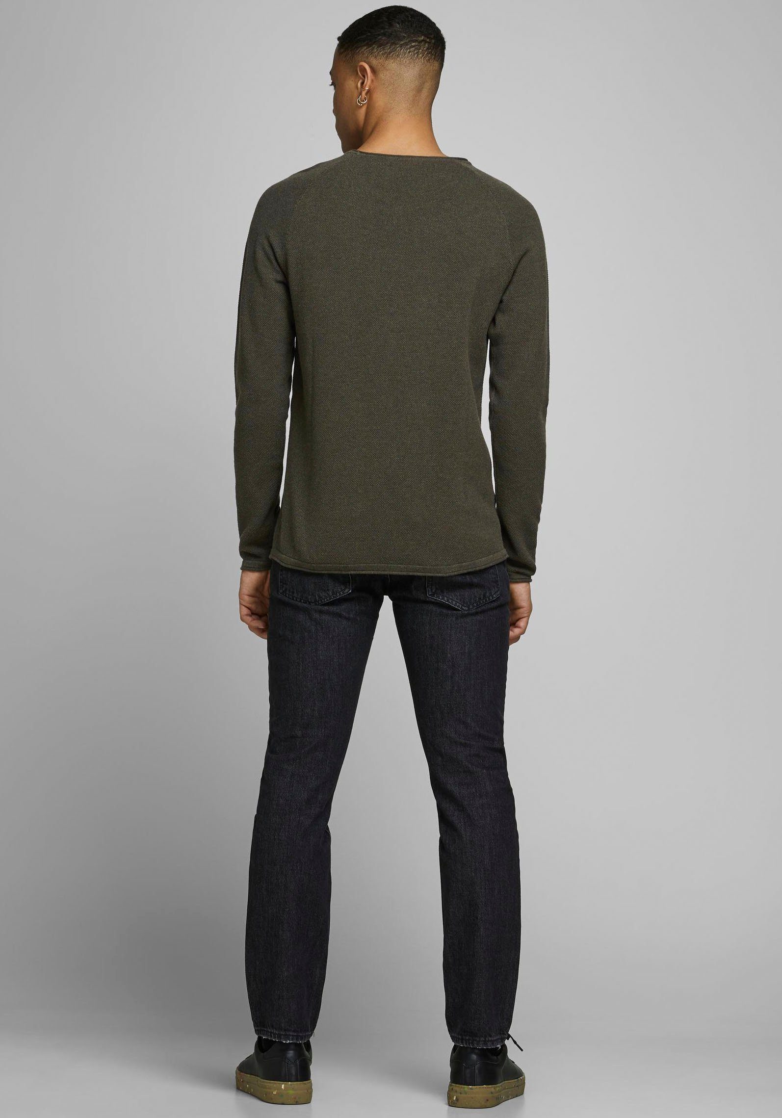 olive Rundhalspullover KNIT Jack Jones night & HILL