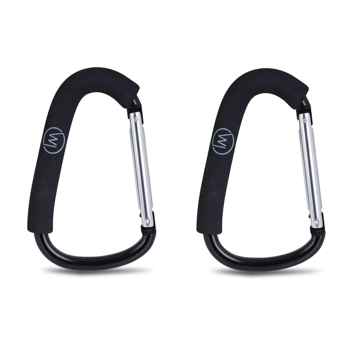 Wicked Chili Kinderwagen-Adapter Karabiner für Kinderwagen, Kinderwagenhaken Haken Tüten, (2-tlg), robust, bis 60lbs (27,2kg) belastbar. Schaumstoffpolsterung am Karabin