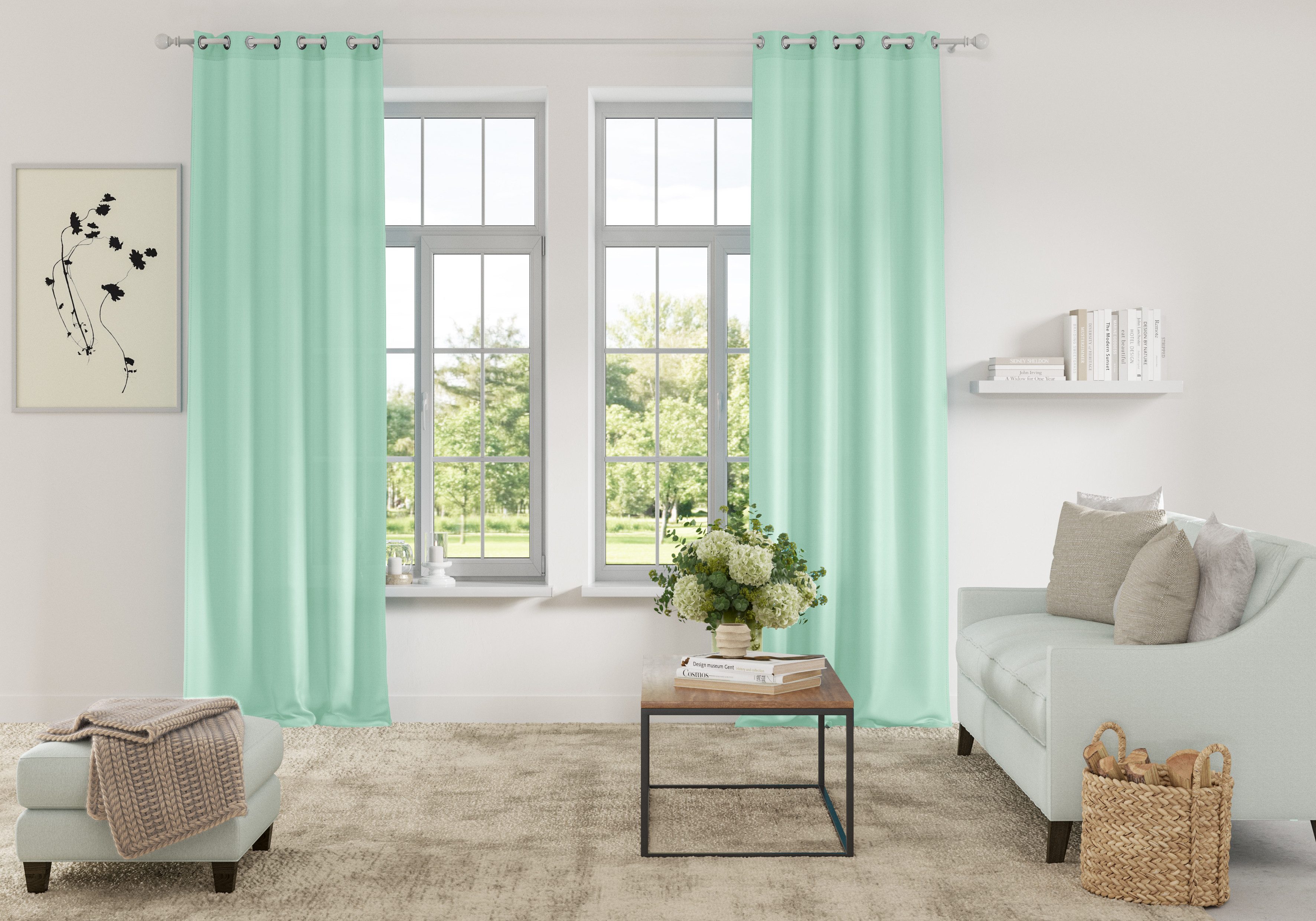 my home Vorhang Parry (2 St), Ösen, blickdicht, Polyester, 2-er Set, blickd günstig online kaufen