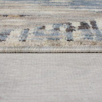 Teppich Stilvoller Teppich mit geometrischem Muster in Blau-Grau, Polyester, KADIMA DESIGN, Rechteckig, Höhe: 6 mm