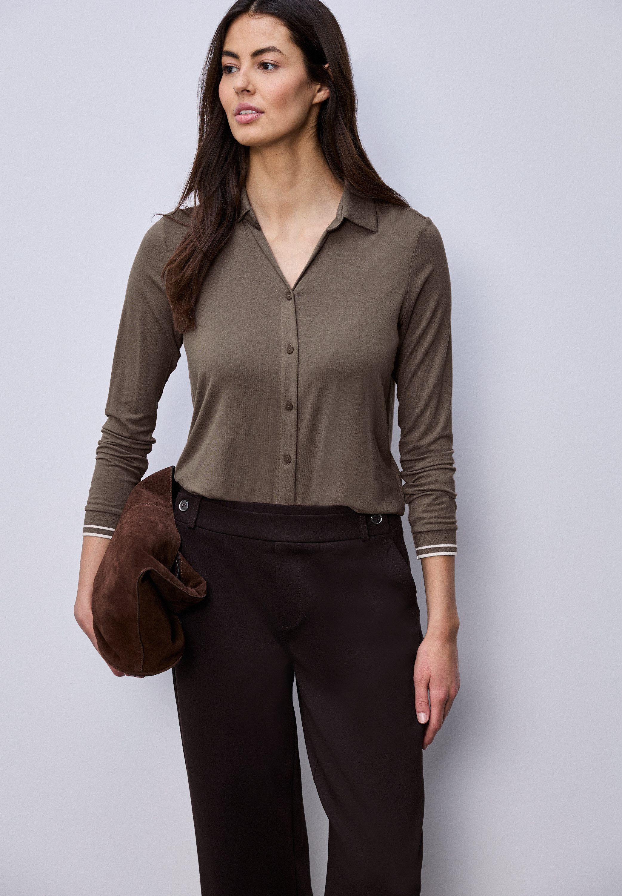 STREET ONE Langarmshirt mit College-Style Details