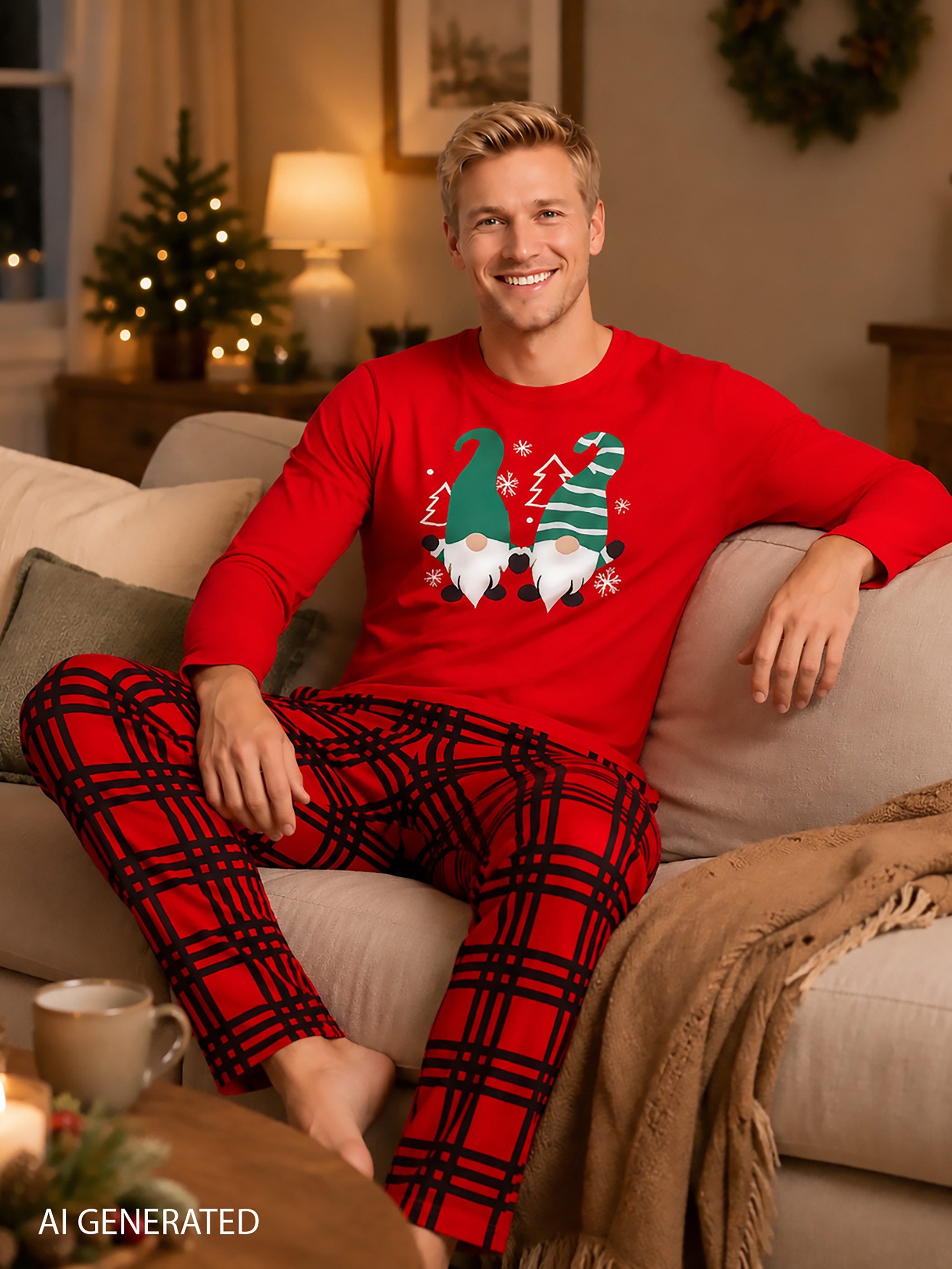 United Labels® Schlafanzug Wichtel XMAS Schlafanzug Pyjama Set Langarm Oberteil mit Hose – Bild 5 von 5