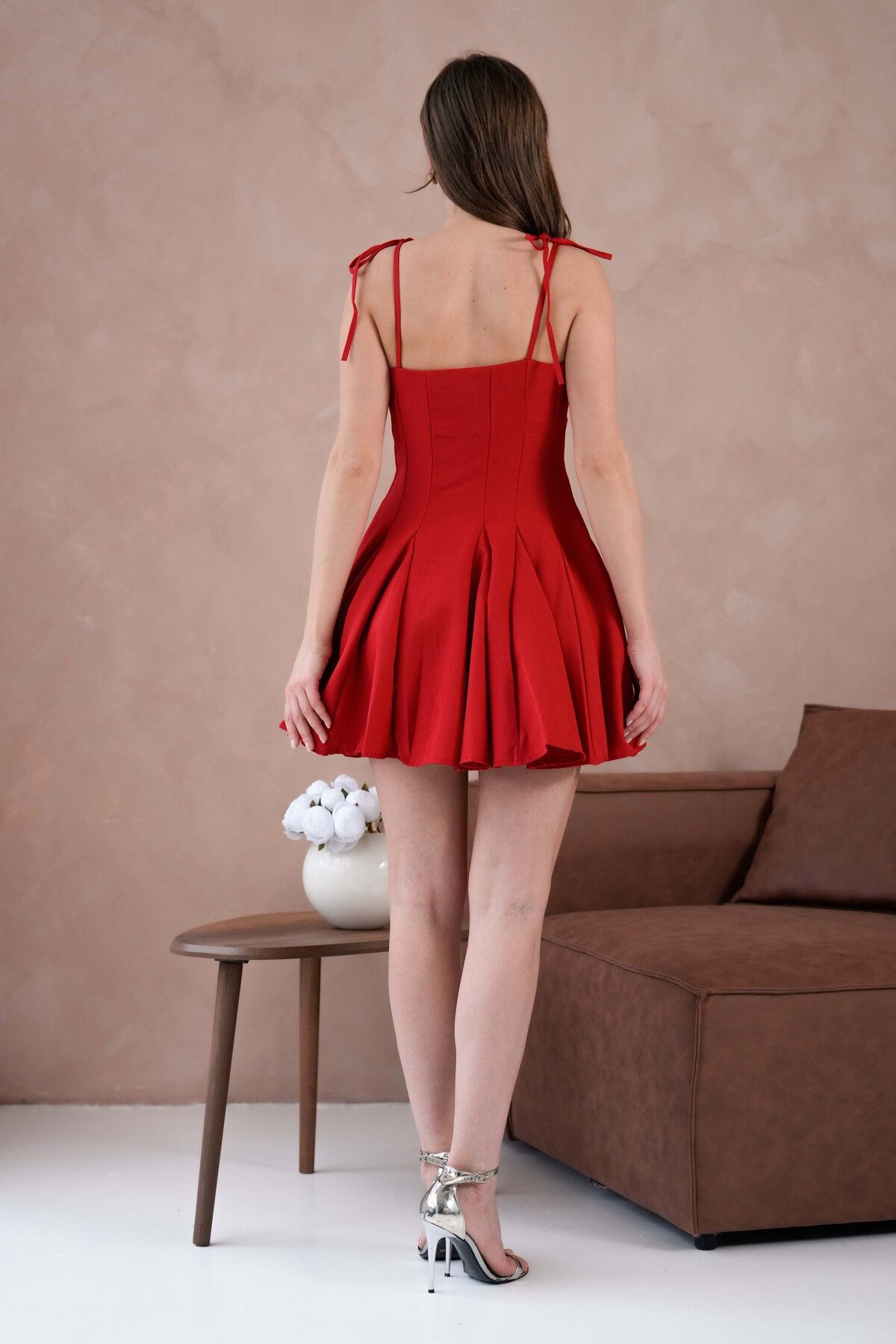 WOMAN VISION Abendkleid trägerloses Kleid mit dünnen Trägern und ausgestelltem Rock