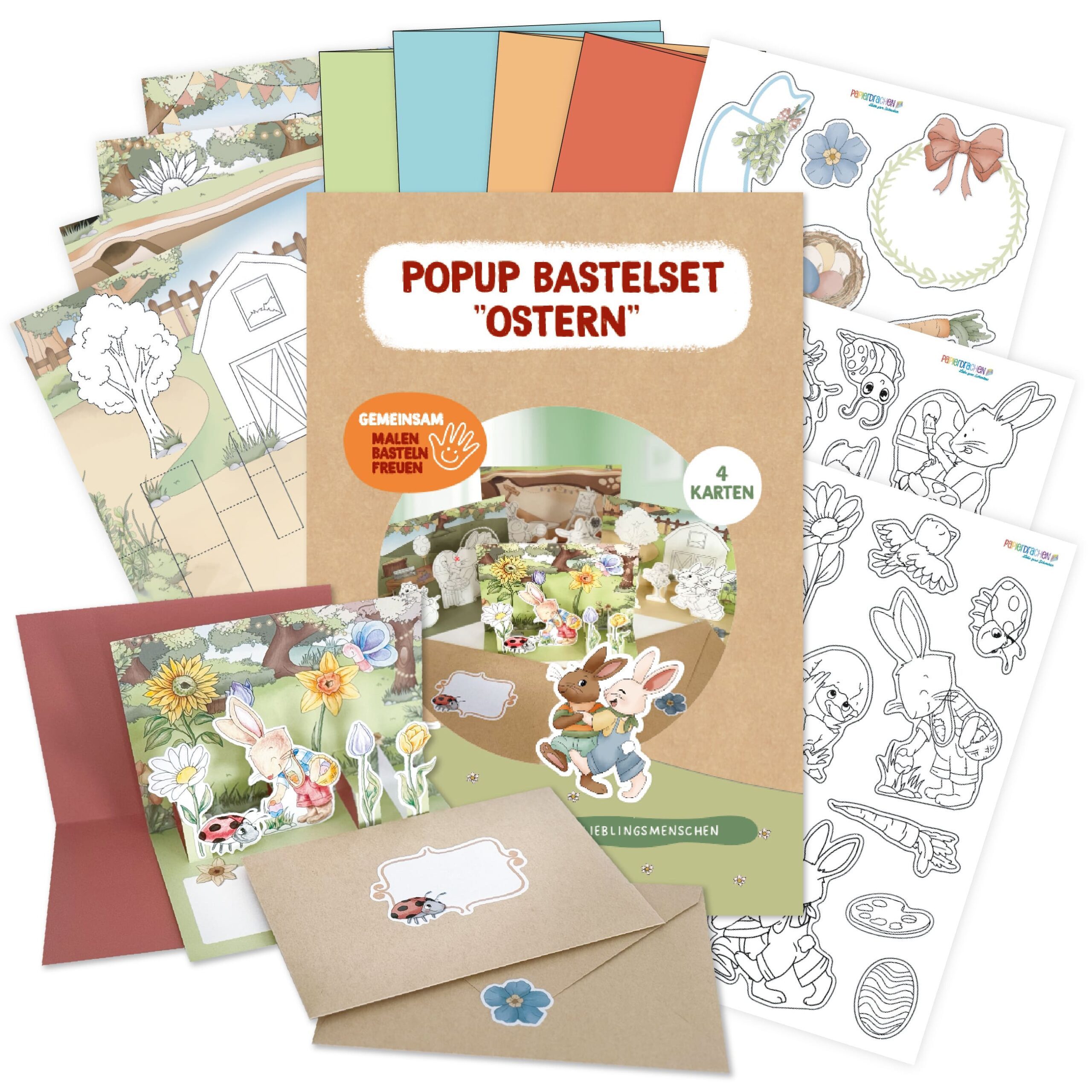 PAPIERDRACHEN Klappkarte Popup-Karten Bastelset - Ostern