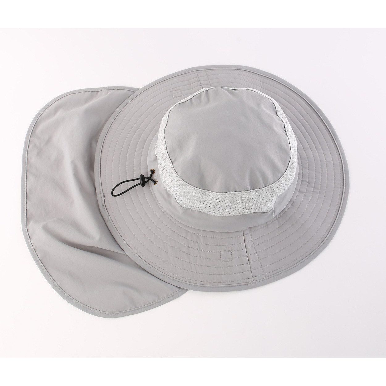 FOUORTUNATE-BEE Sonnenhut Outdoor-Sonnenhut Damen Herren mit breiter Krempe Mesh (mit Nackenklappe und Kinnriemen Sommer Hut, Faltbar und Schnell trocknend, Leichter) für Wandern, Strand und Reisen