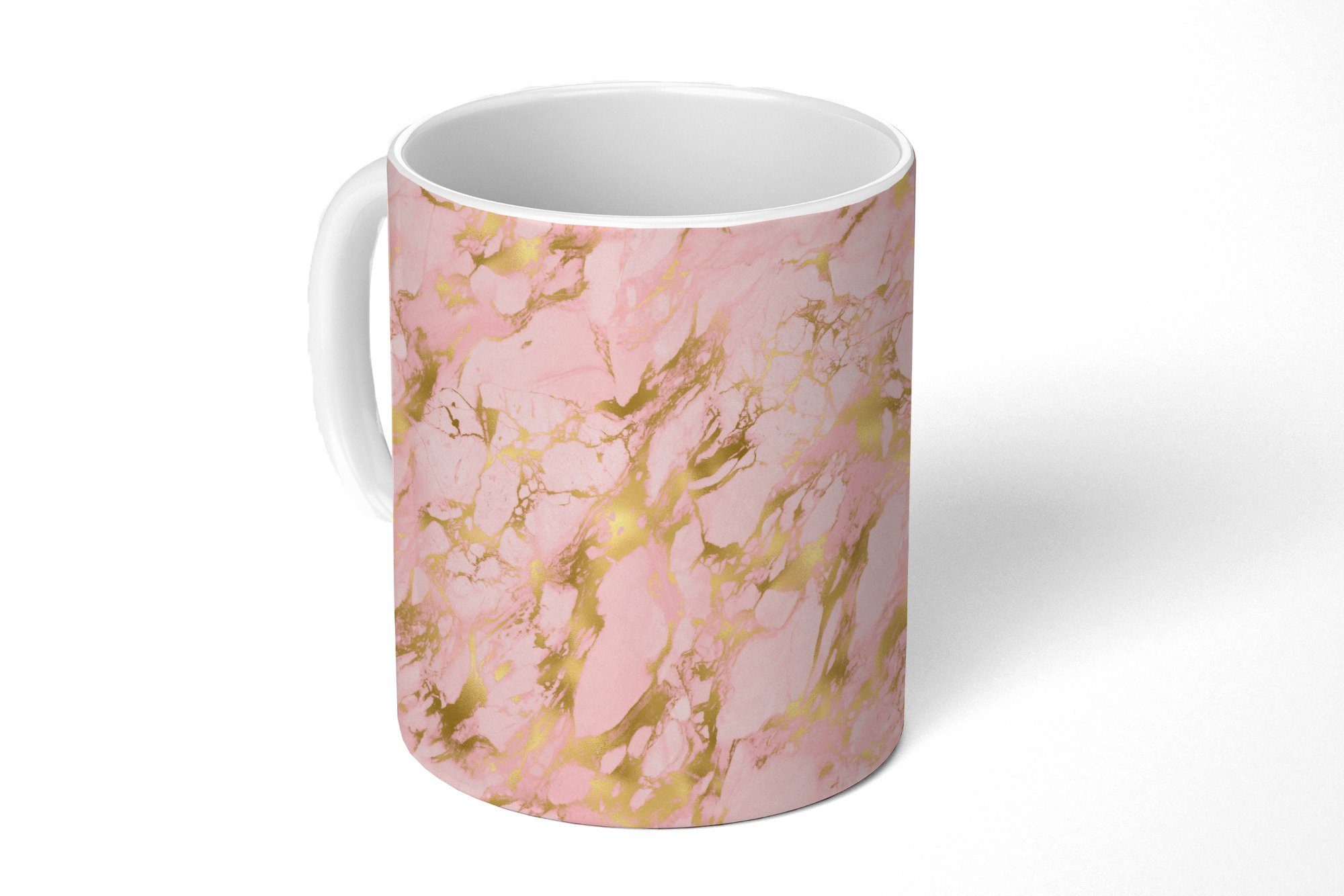MuchoWow Tasse Gold - Marmor - Muster - Rosa, Keramik, Kaffeetassen, Teetasse, Becher, Teetasse, Geschenk | Tassen