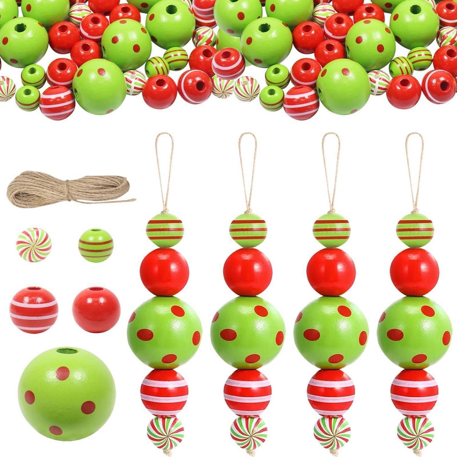 LuxusKollektion Bastelperlen Holzperlen Weihnachten Bunt 60er DIY-Set